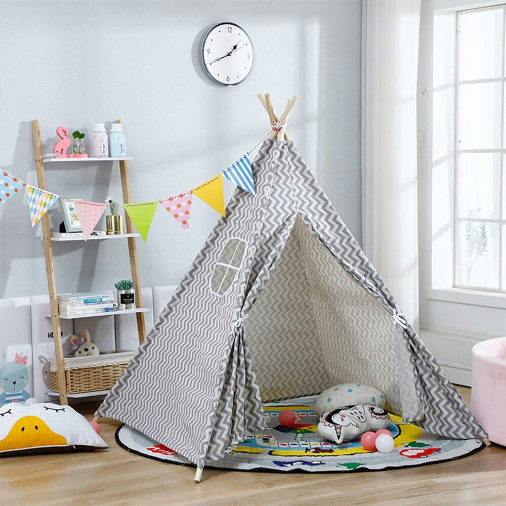 Living And Home Grey Children Indian Tent Teepee Kids Indoor Play House