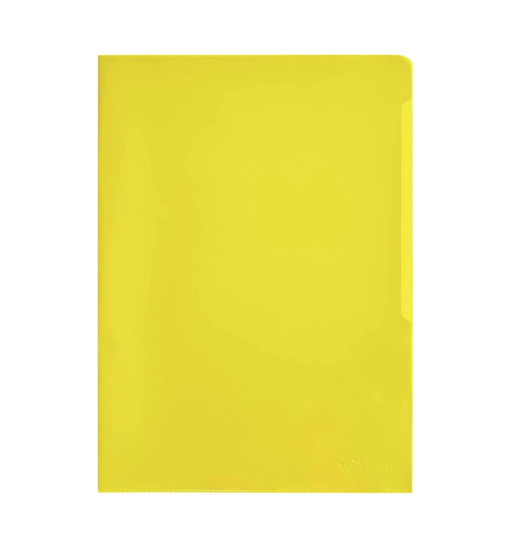 Rackhams Yellow Clear Plastic Cut Flush Document Wallet Folder | 100 Pack | A4