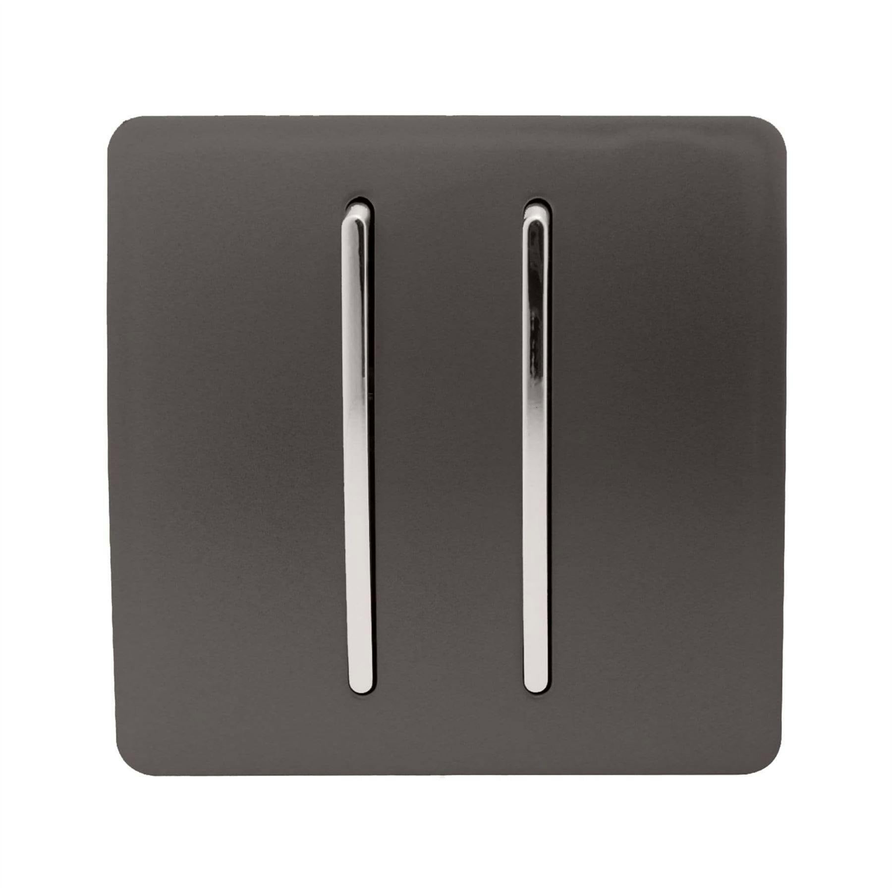 Trendi 2 Gang 2 Way 240V Screwless Raised Front Plate Plastic Artistic Modern Glossy 10 Amp Chrome Rocker Single Electrical Wall Light Switch Dark Mocha Brown - ART-SS4DB - Image 5