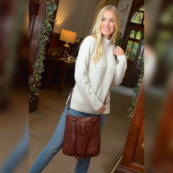 Ashwood Vintage Woven Leather Bag - One Size - Cognac - Leather