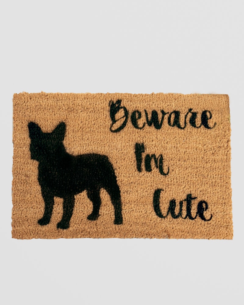 Rackhams Light Beware I'm Cute French Bulldog Doormat