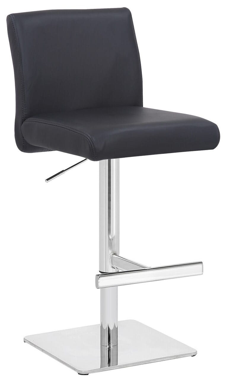 Lamboro Black Snella Deluxe Breakfast Bar Stool, Chrome Footrest, Height Adjustable Swivel Gas Lift, Home Bar & Kitchen Barstool,