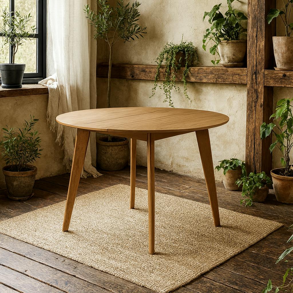 Wyld Haus Grain Saffron Small Walnut Wood Effect Round Dining Table