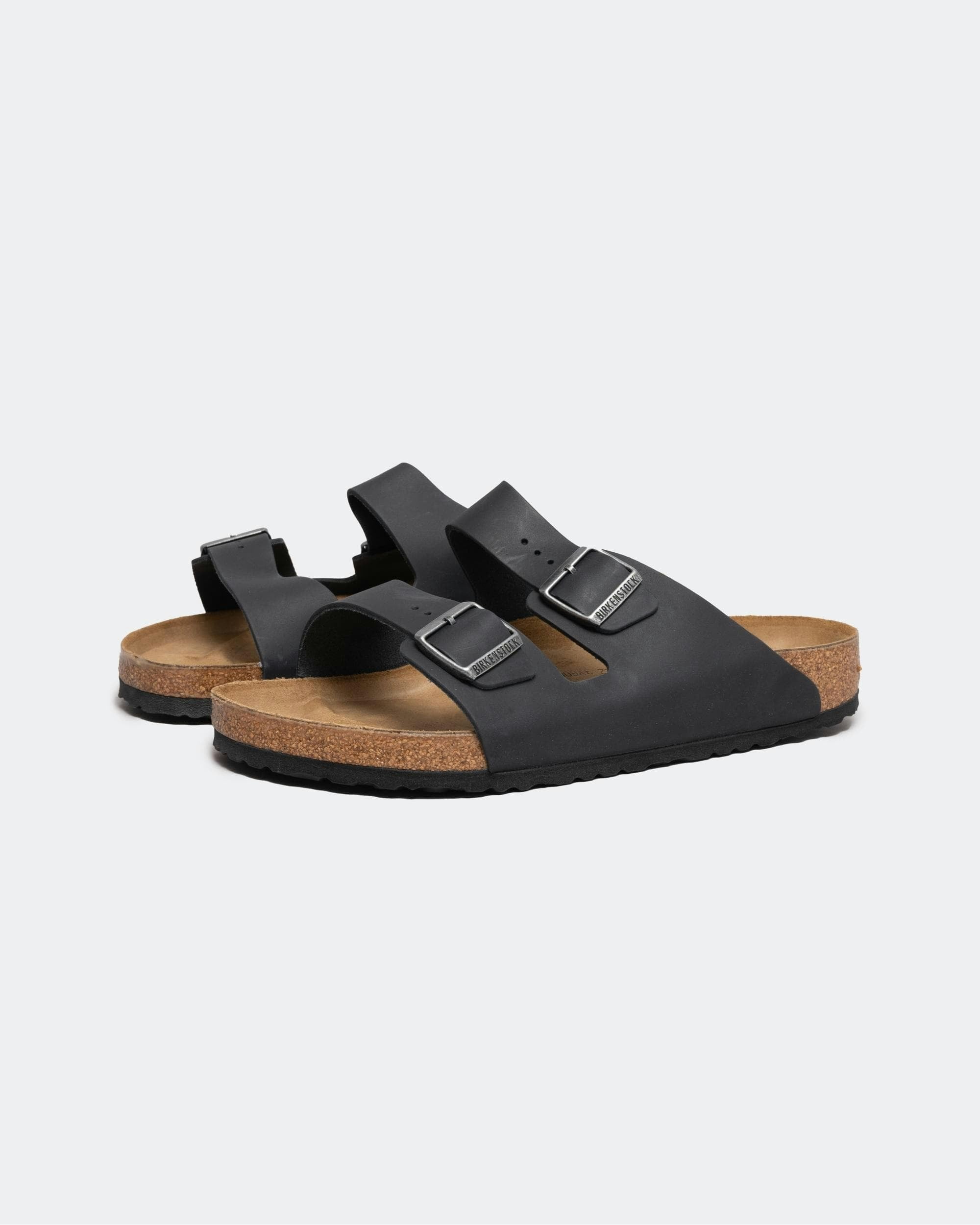 Birkenstock Unisex Black Arizona Oiled Leather Sandals - Uk9.5 Eu44 Regular