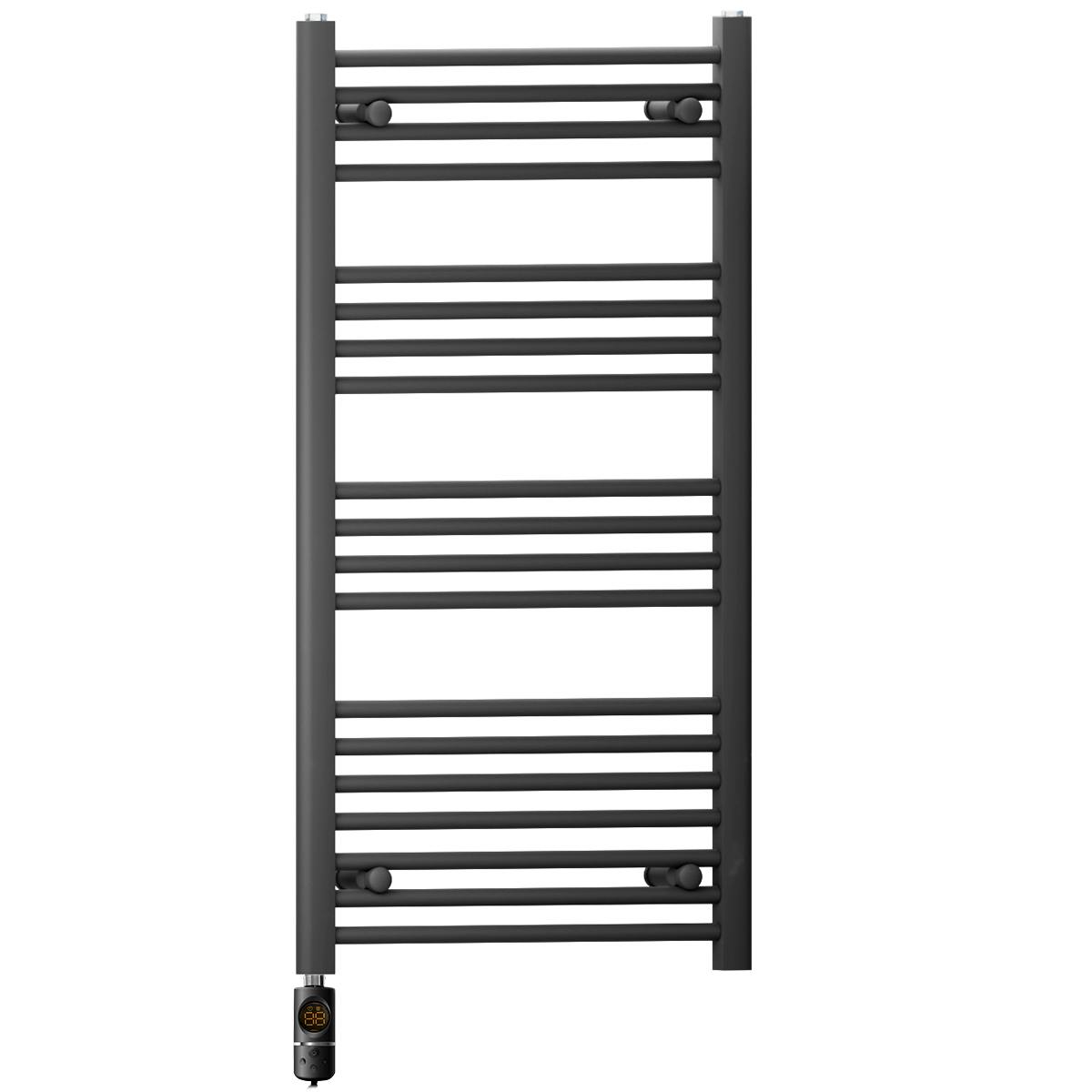 Myhomeware Black 450 X 1000 Mm Matt Electric Bathroom Towel Rail Radiator Heater With Af Thermostatic Electric Element Pre-Filled