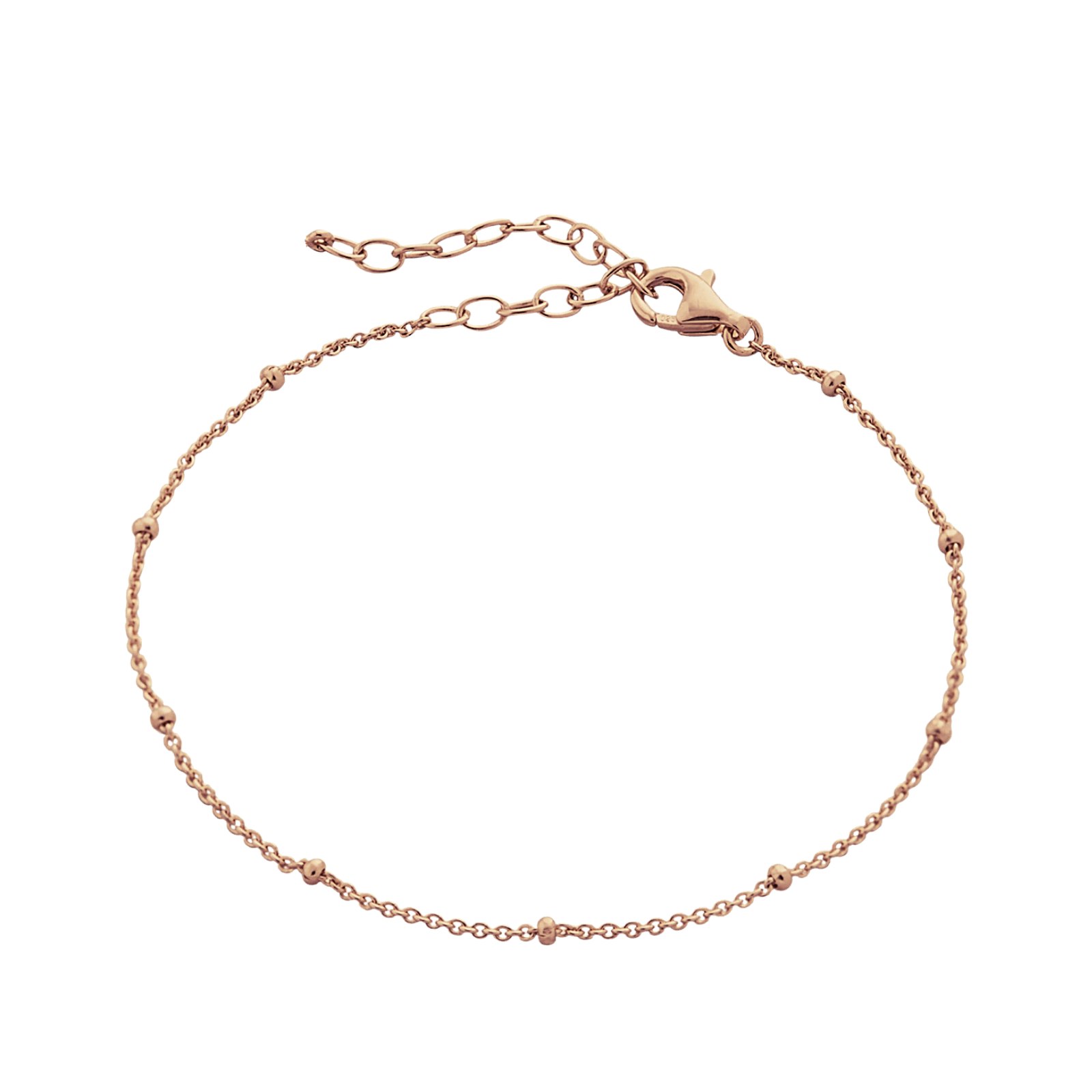 Spero London Silver/Gold Fine Beaded Chain Bracelet Satellite In Sterling - Rose - Rose