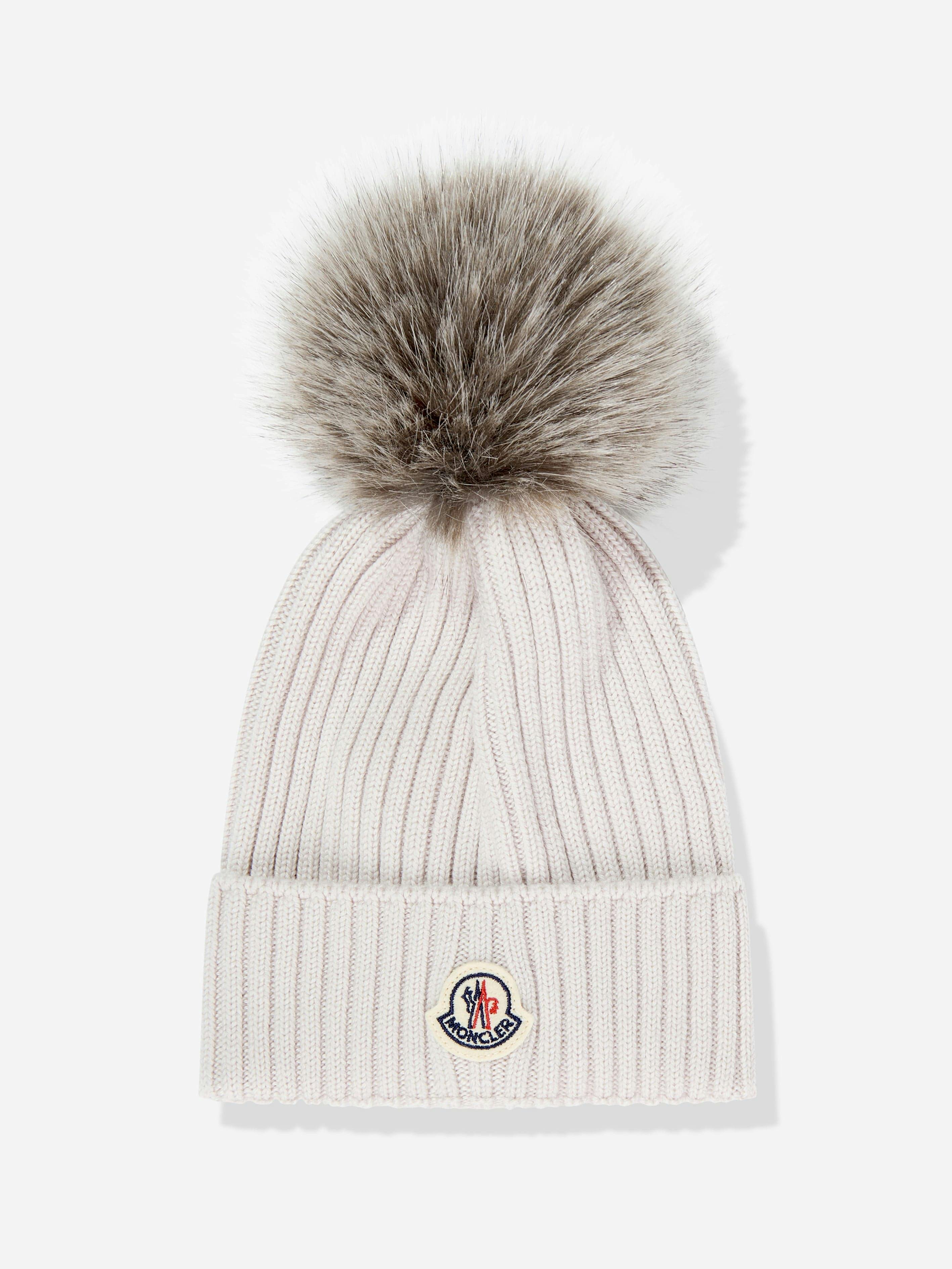 Moncler Enfant Girls Ivory Wool Pom-Pom Hat In - 6 - 8 Yrs M (52-54 Cm)