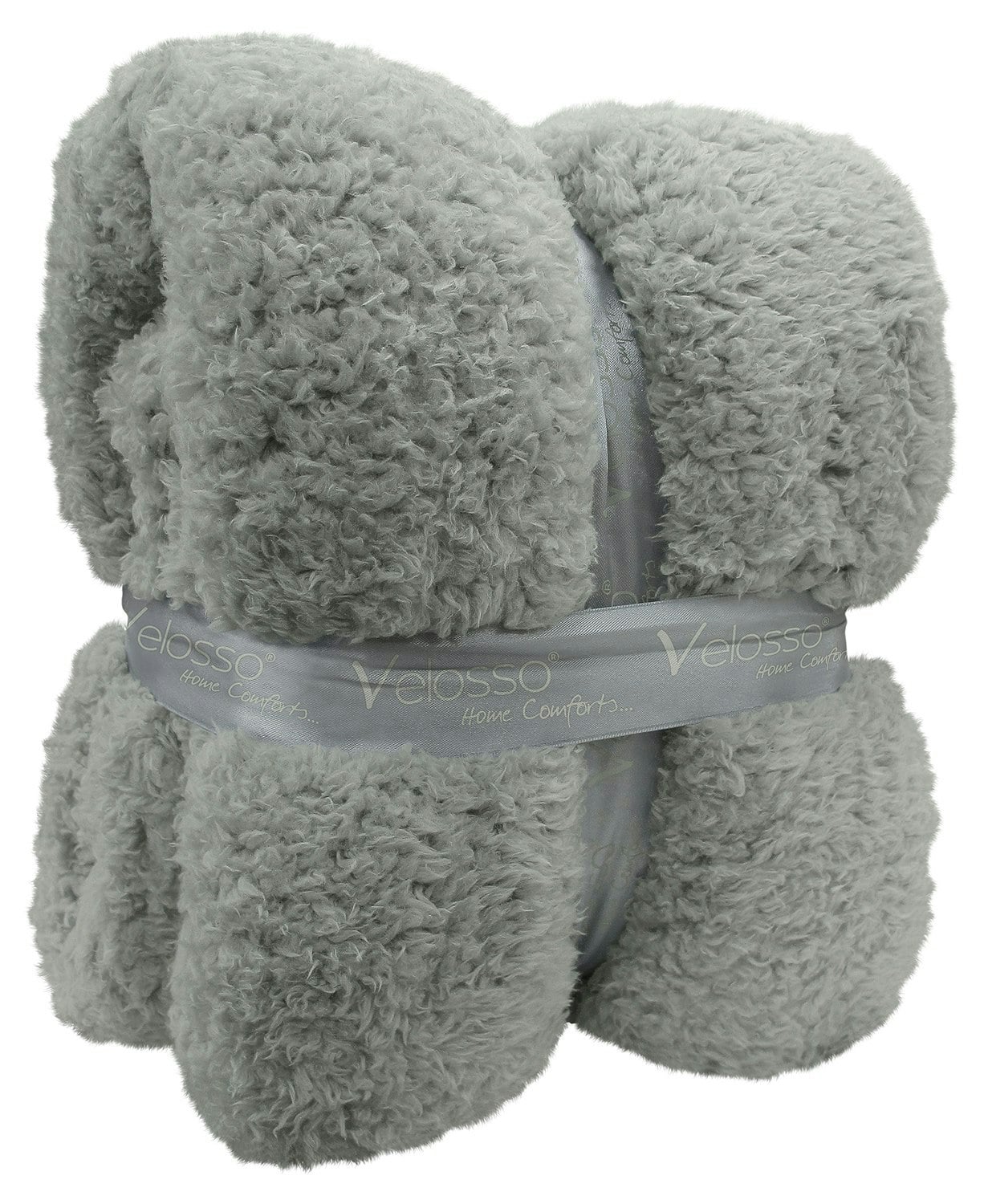 Rackhams Silver Teddy Sherpa Reverse Blanket - 130Cm X 180Cm
