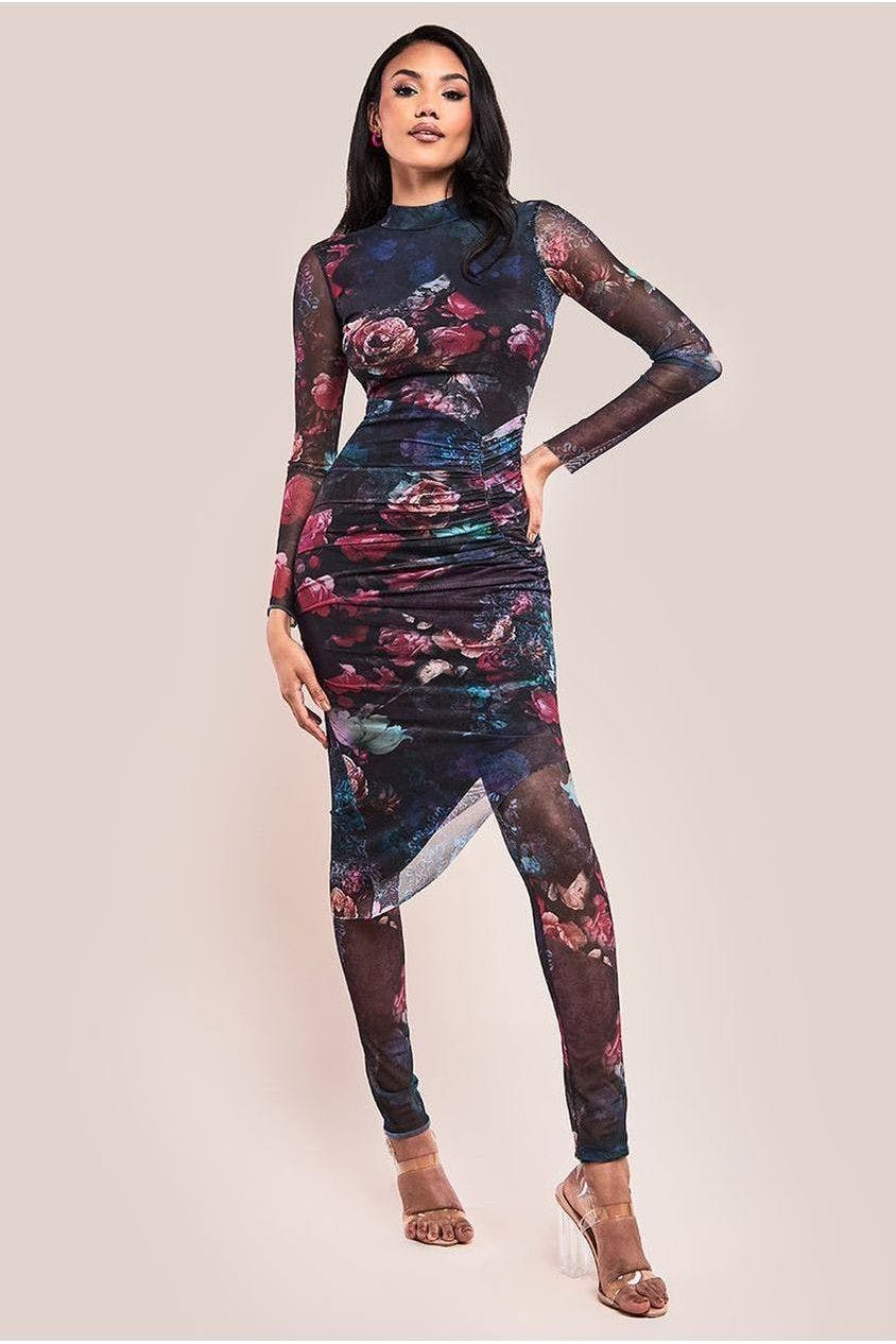 Goddiva Black Printed Sheer Leggings - By - S