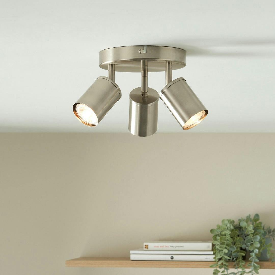 Pagazzi Lighting Light Pagazzi Ing Talbot Brushed Nickel 3-Spot Plate
