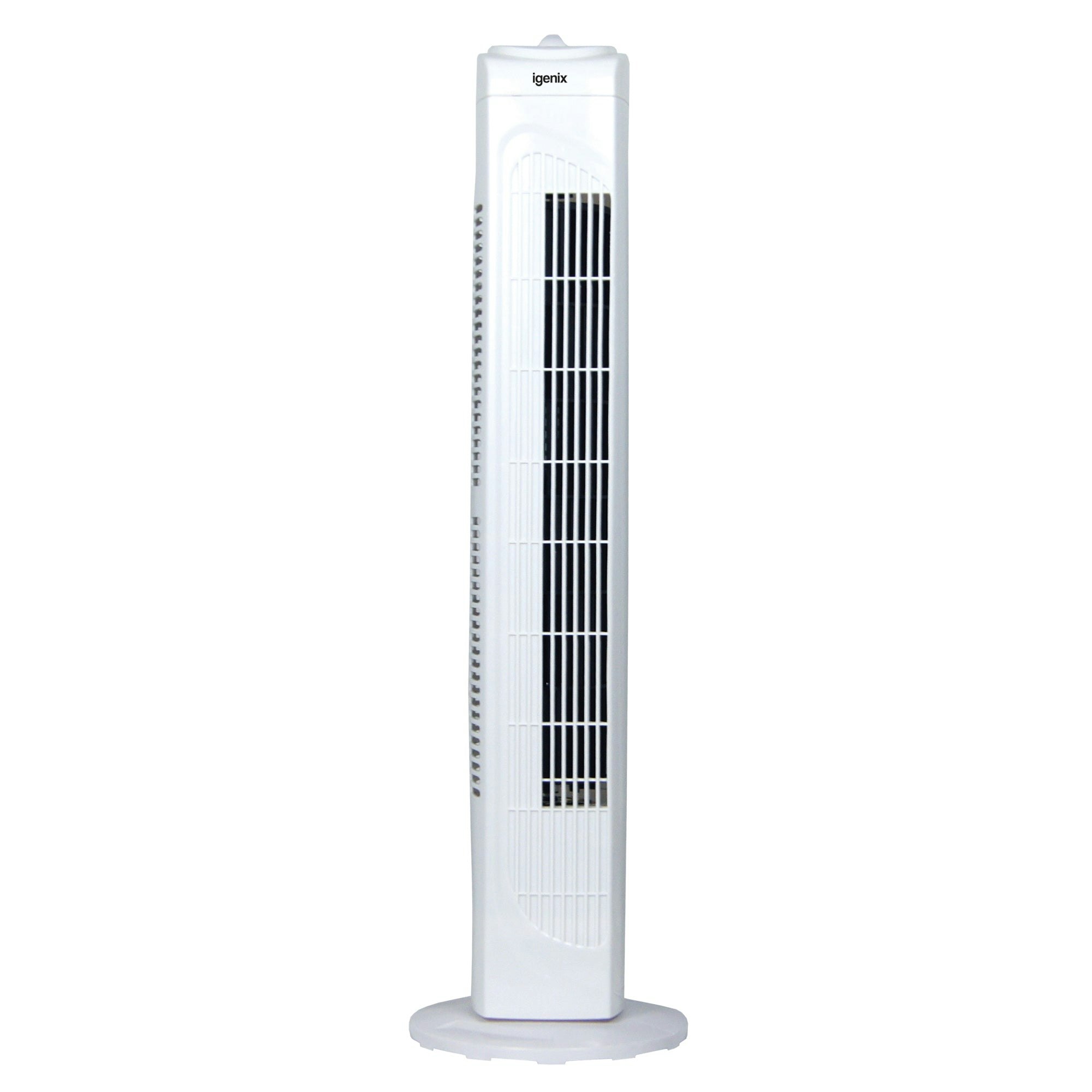 Igenix White Tower Fan, Oscillating, 29 Inch, 3 Speeds,