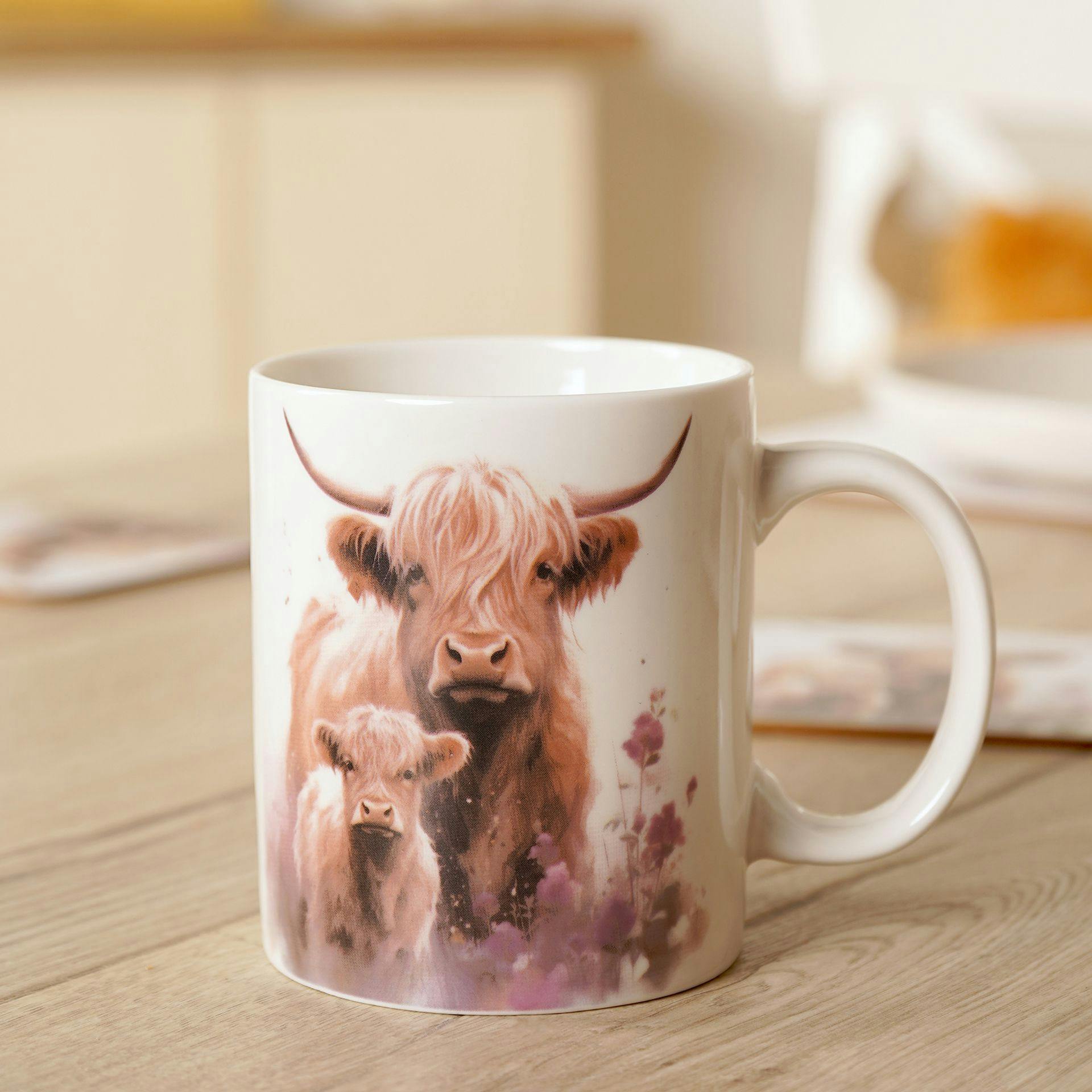 Country Living Cream Highland Cow And Calf Mug With Gift Box