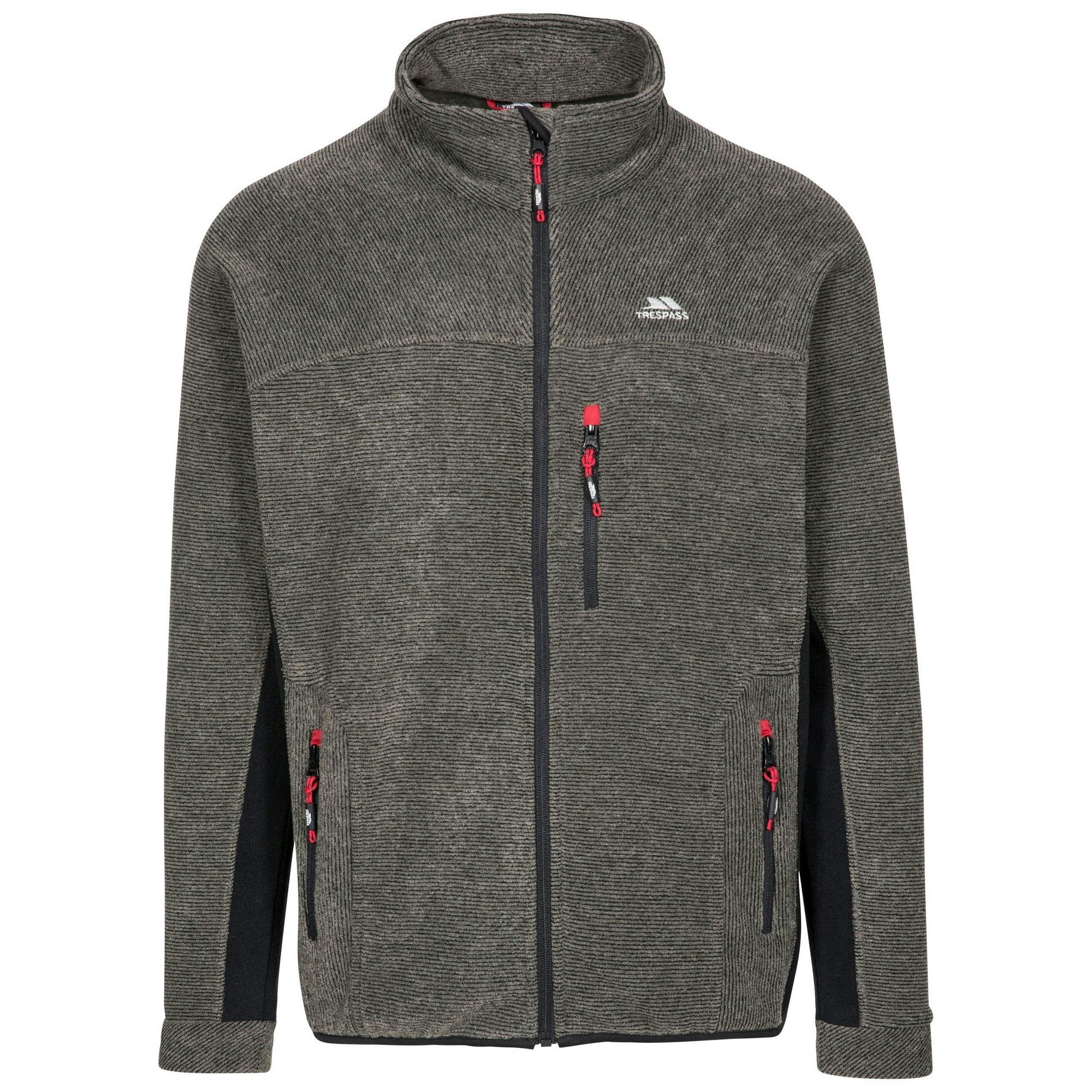 Trespass Men's Black Jynx Full Zip Fleece Jacket - Olive Stripe - Olive Stripe - Medium