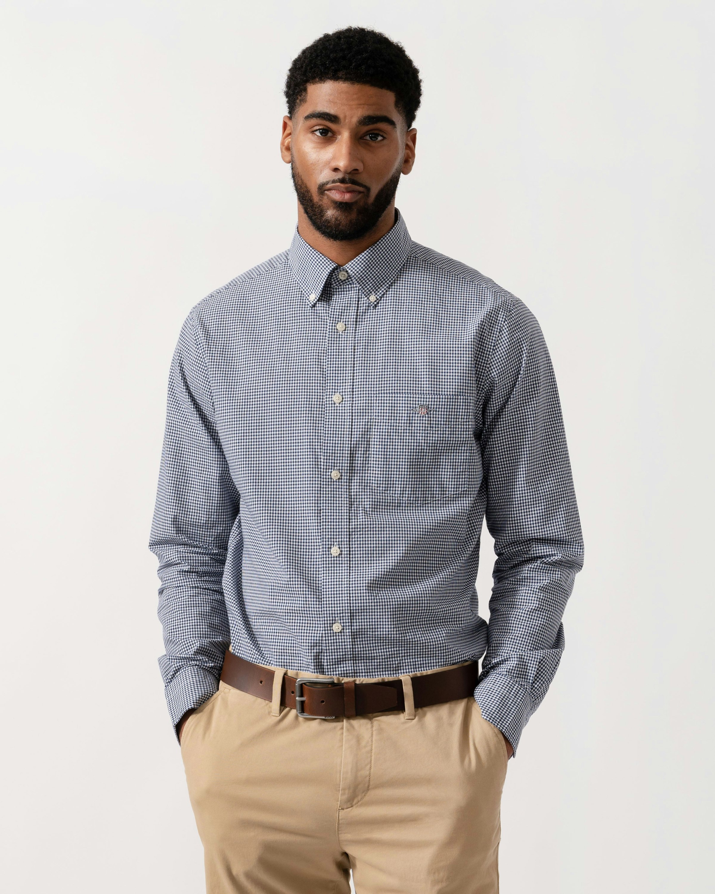 Gant Men's Blue Regular Fit Classic Poplin Gingham Shirt - 423 Persian - 423 Persian - L
