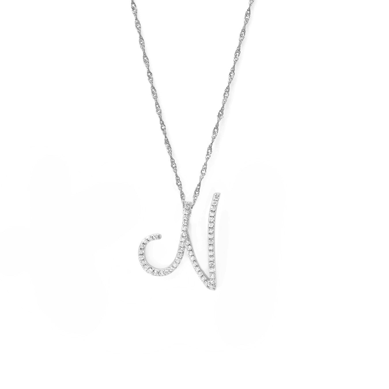 Say It With Silver Luxe Cz Initial Necklace - Sterling - N
