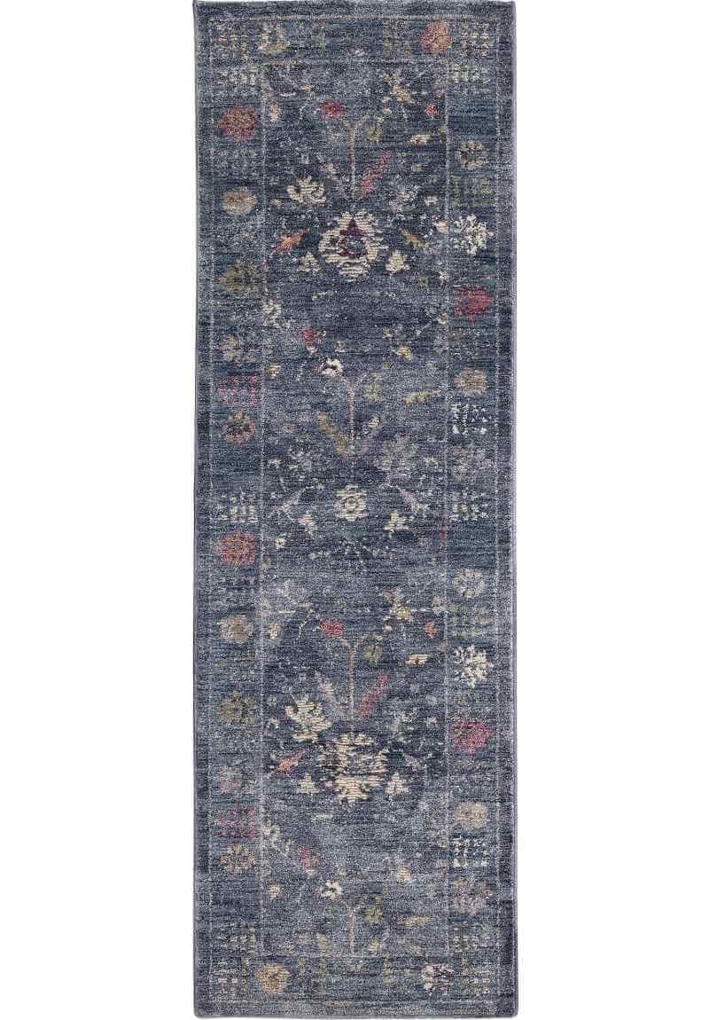Rackhams Blue Traditional Floral Rug – Elegance - 68X235 Cm