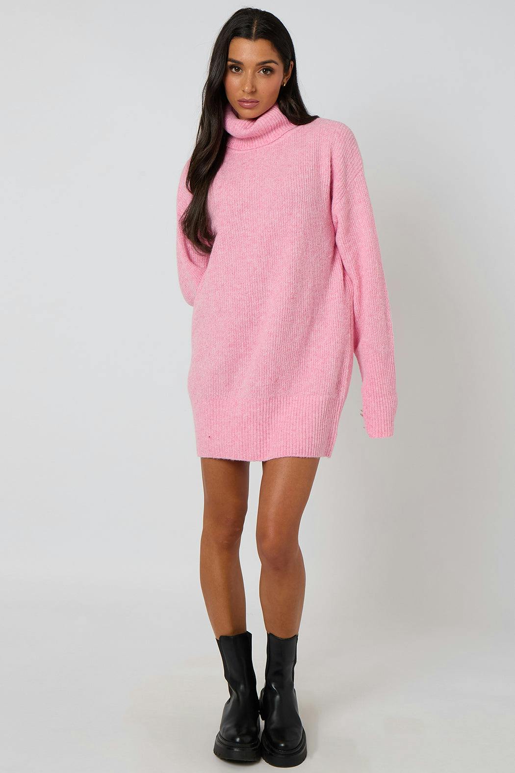 Urban Bliss Pink Roll Neck Mini Dress - S