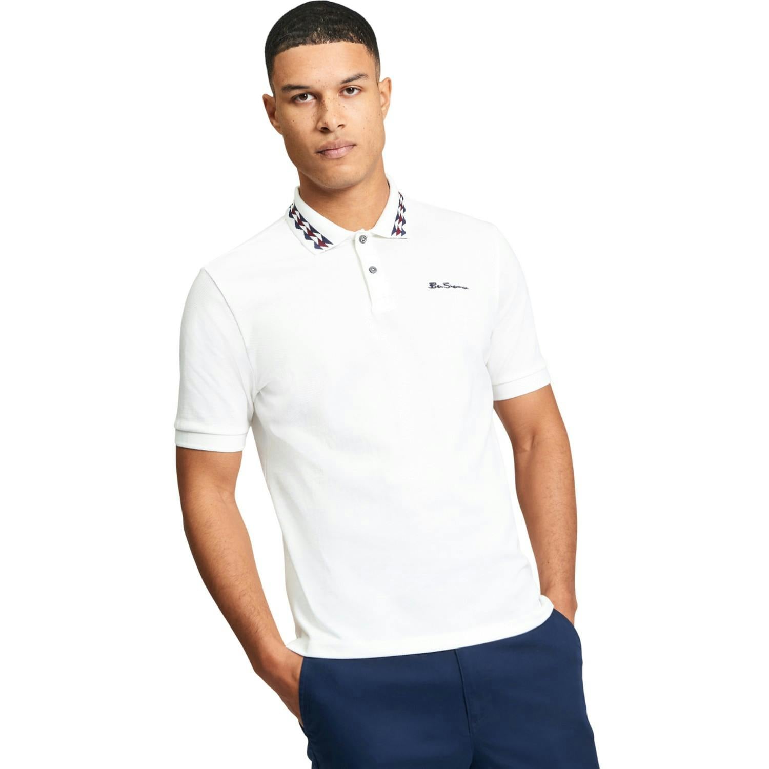Ben Sherman Men's White Interest Polo Shirt - Snow - S - Snow - 100% Cotton