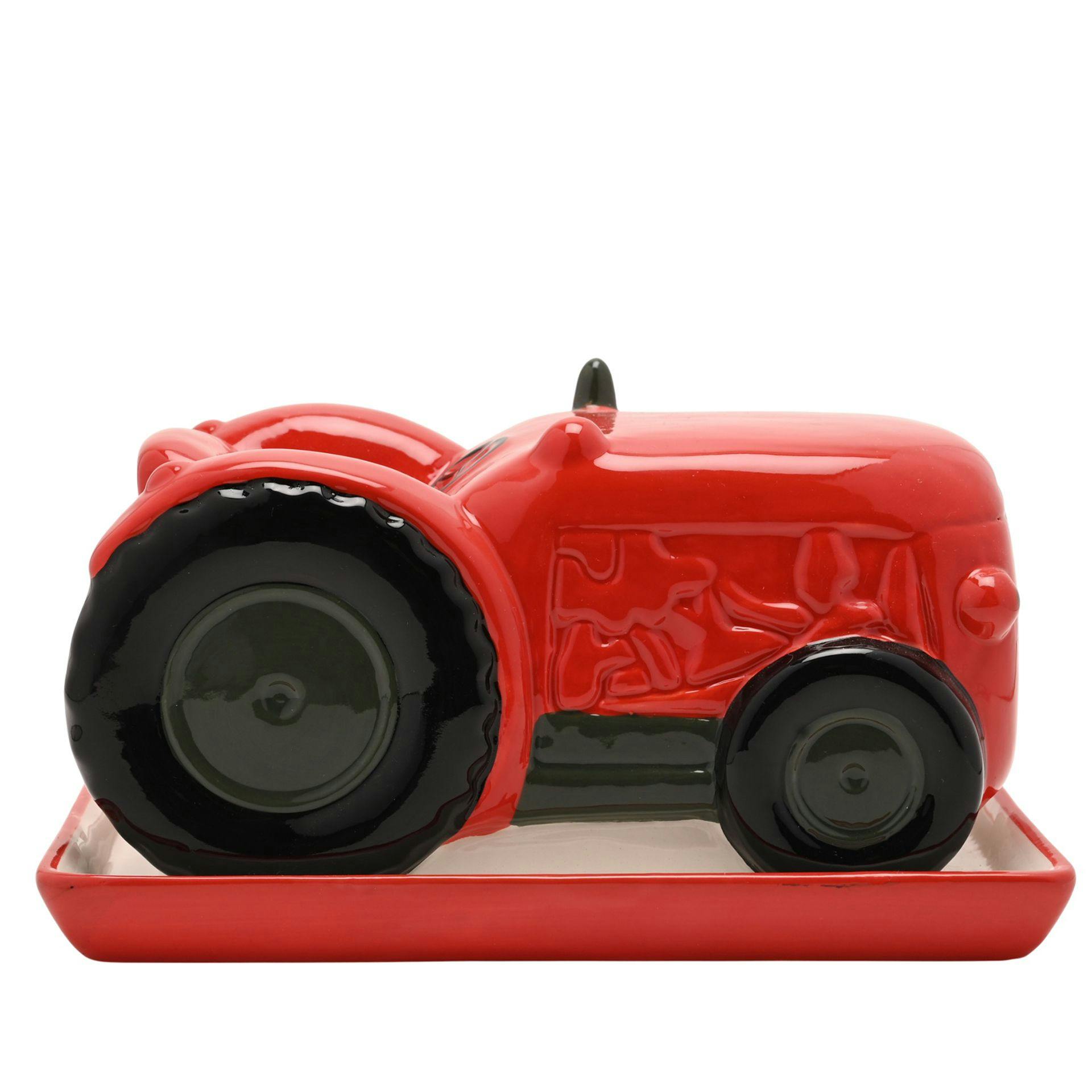 Rackhams Red/Dark/Green Tractor Butter Dish