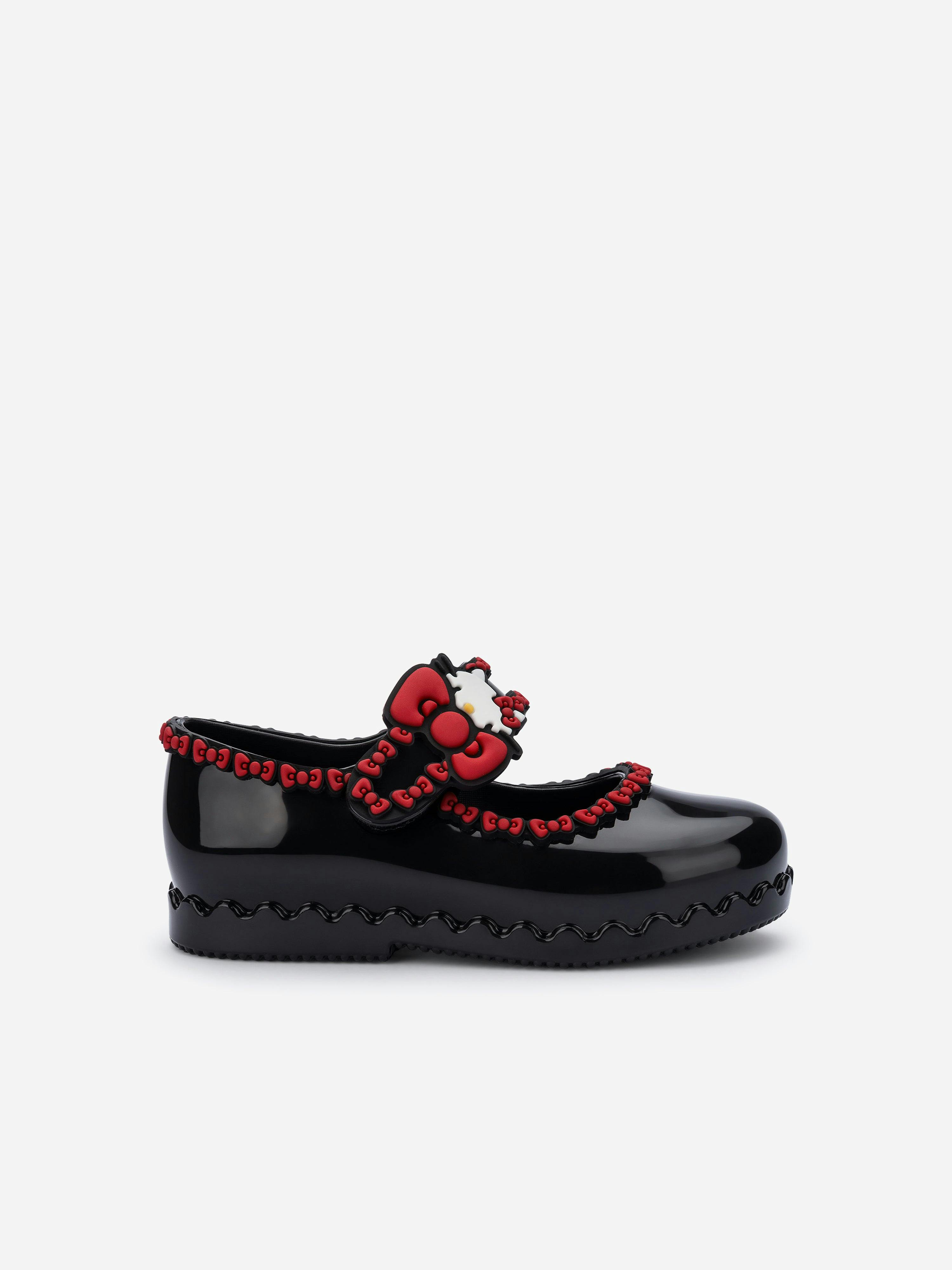 Mini Melissa Girls Black Hip Ballerina + Hello Kitty And Friends Shoes In - Eu 25 - 26 Uk 8