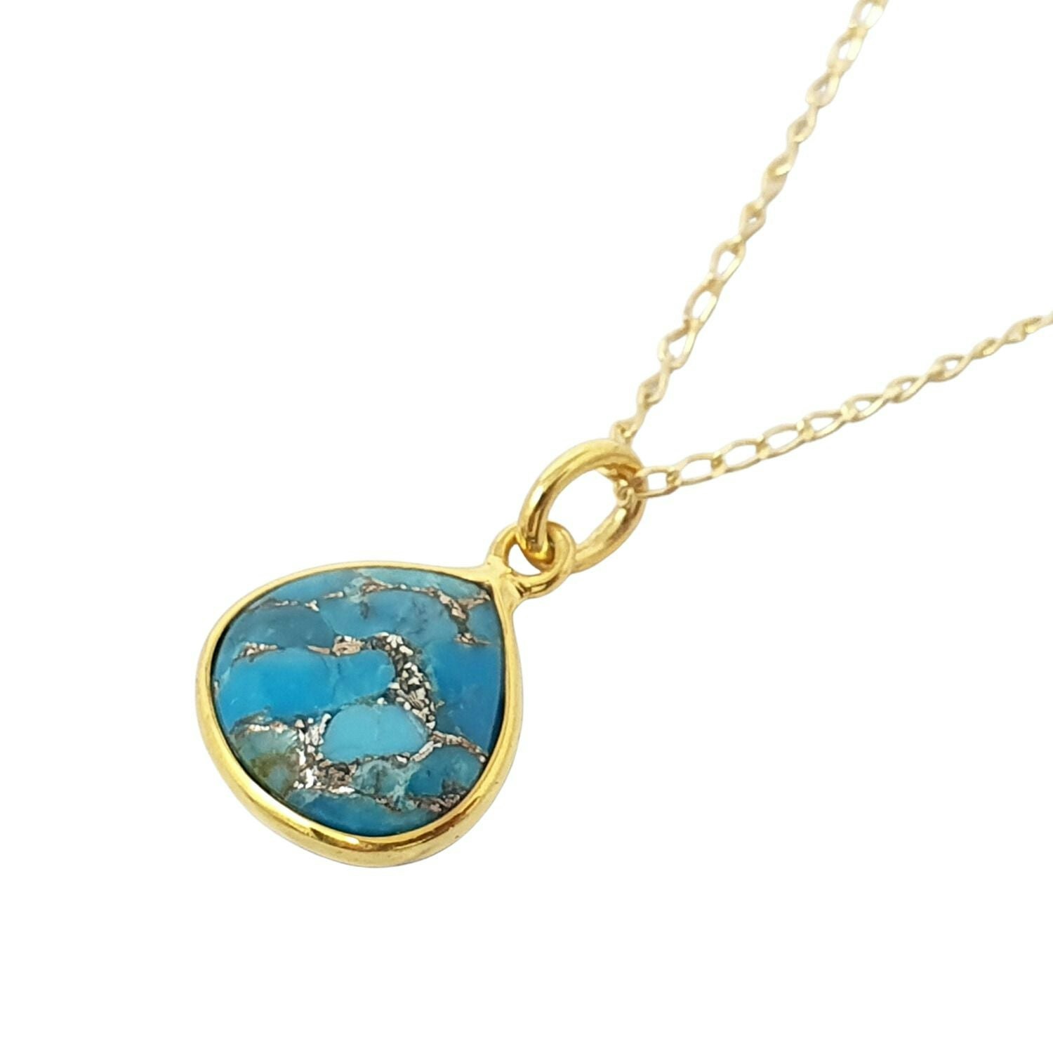 Harfi Blue/Turquoise/Gold December Birthstone Plated Necklace