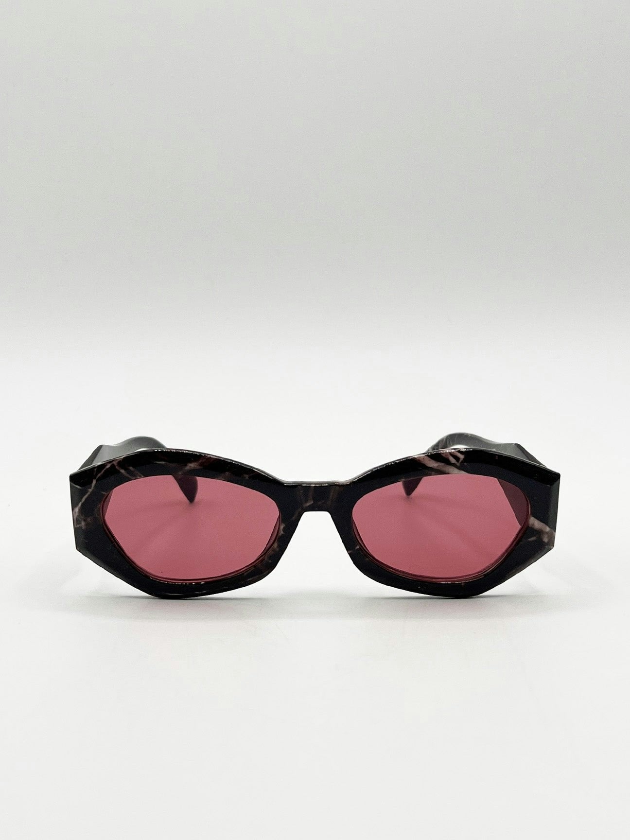 Svnx Red Retro Polygonal Cat-Eye Sunglasses In - One Size