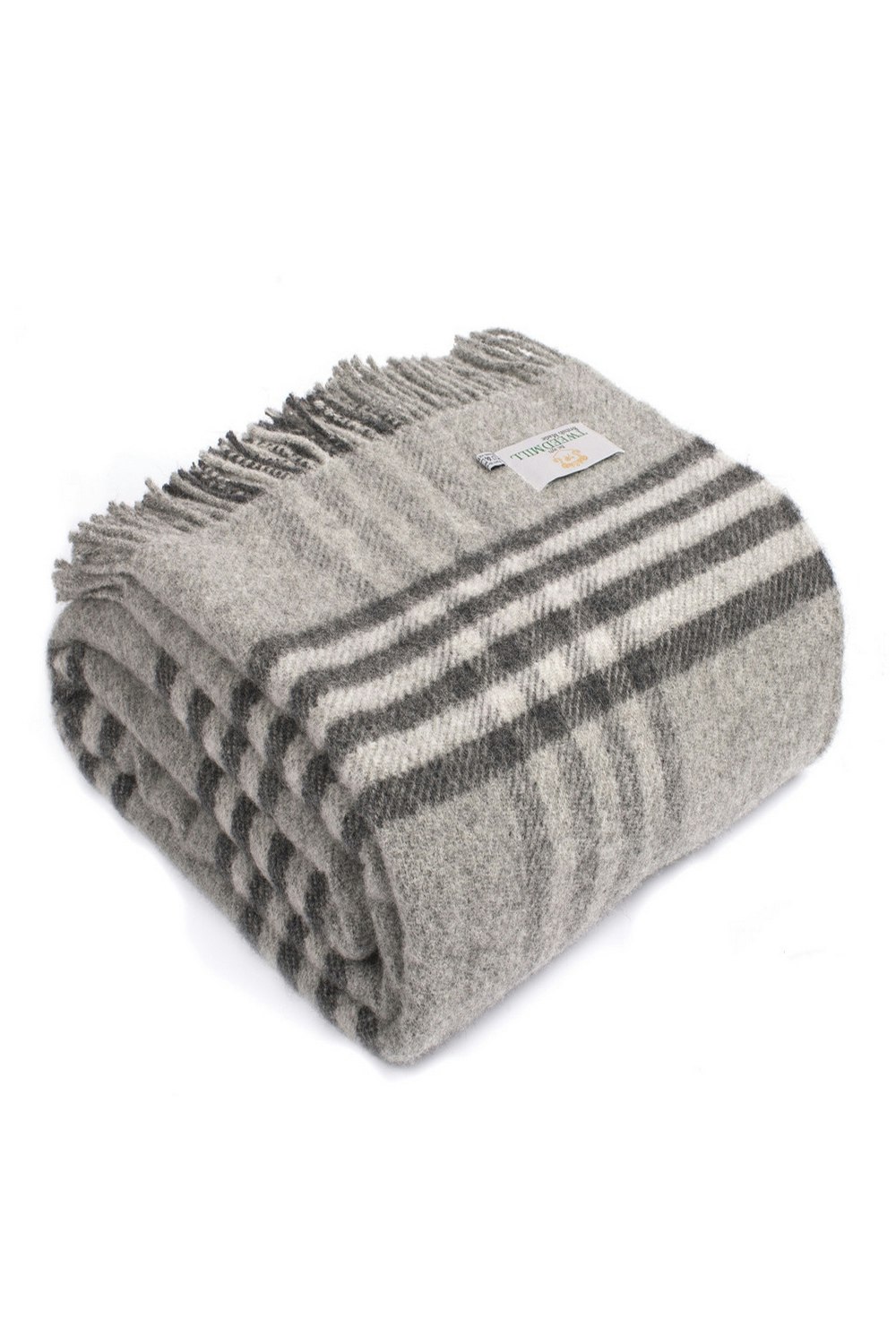 Rackhams Grey 100% Pure New Wool Hex Check Throw Blanket Made In Wales