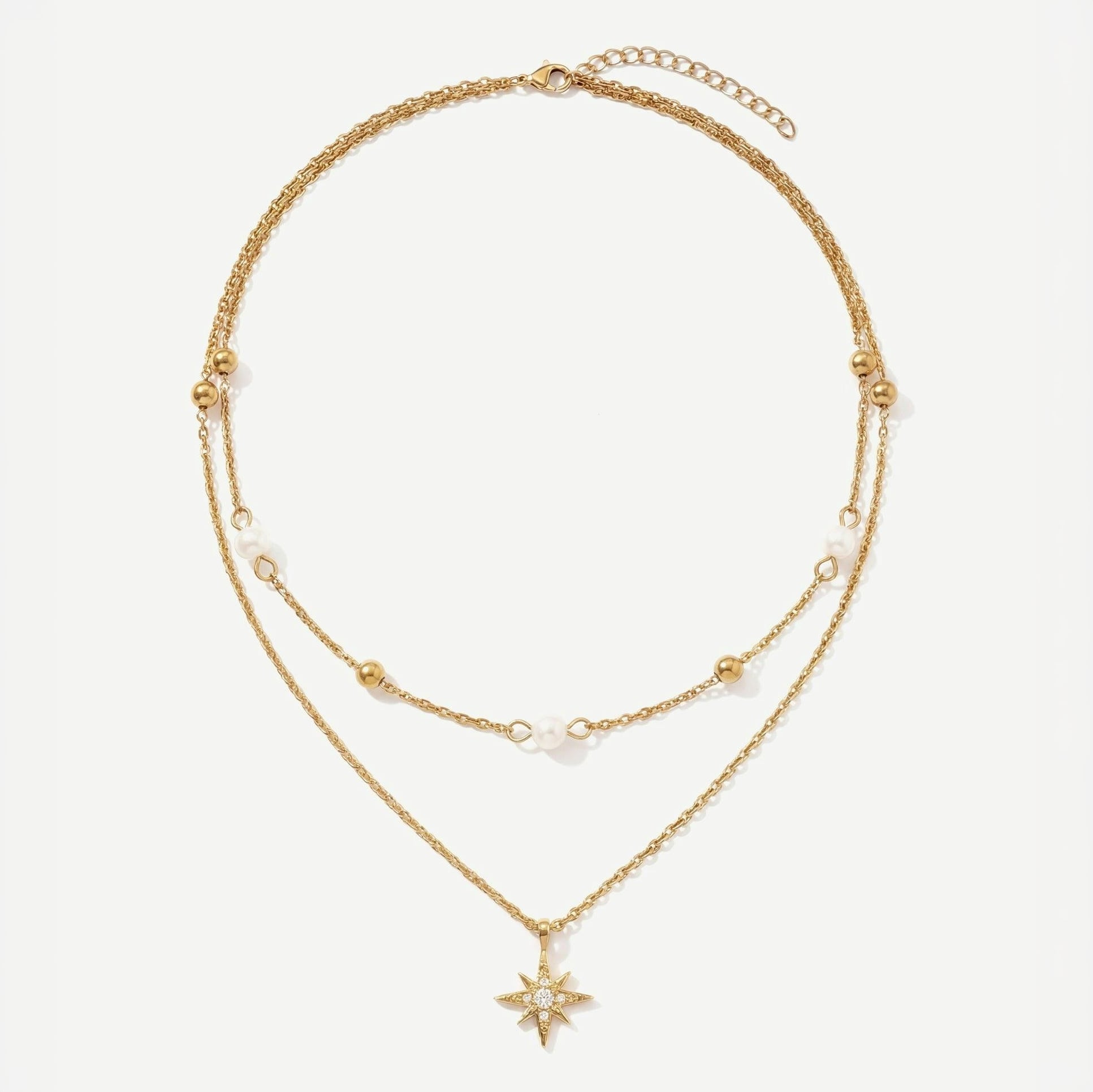 Elk & Bloom Gold 14K Double Star Satellite Pendant Necklace - No Thank You
