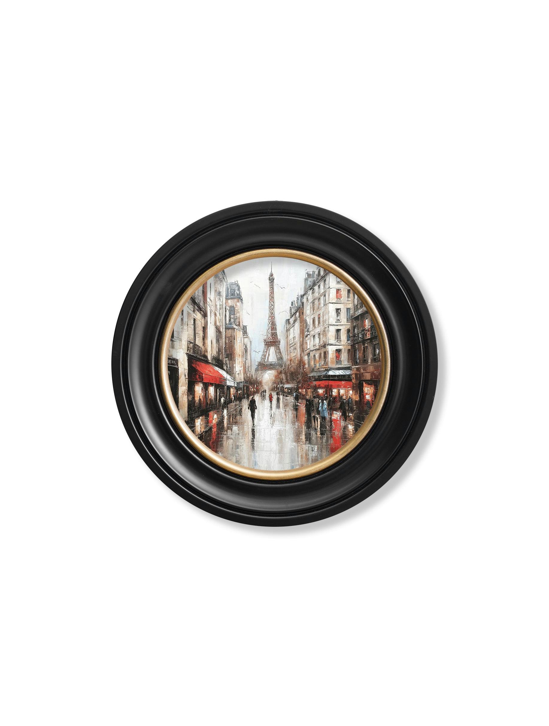 Exceptional Art Black/Gold Paris Eiffel Tower - Oxford Round Frame - 44 X 44Cm