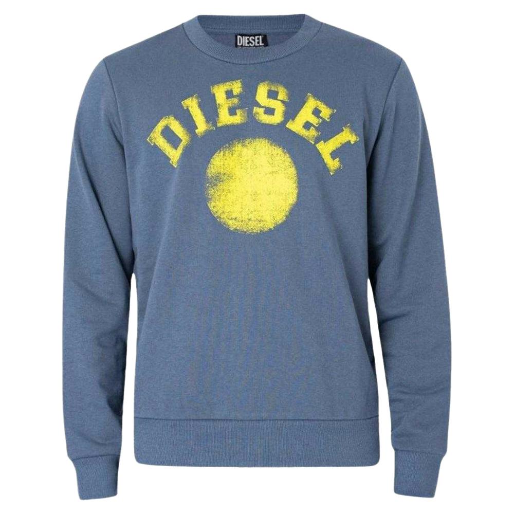 Diesel Unisex Blue Adult Distressed Dot Logo Sweatshirt - Xs - 60% Cotton/40% Polyester