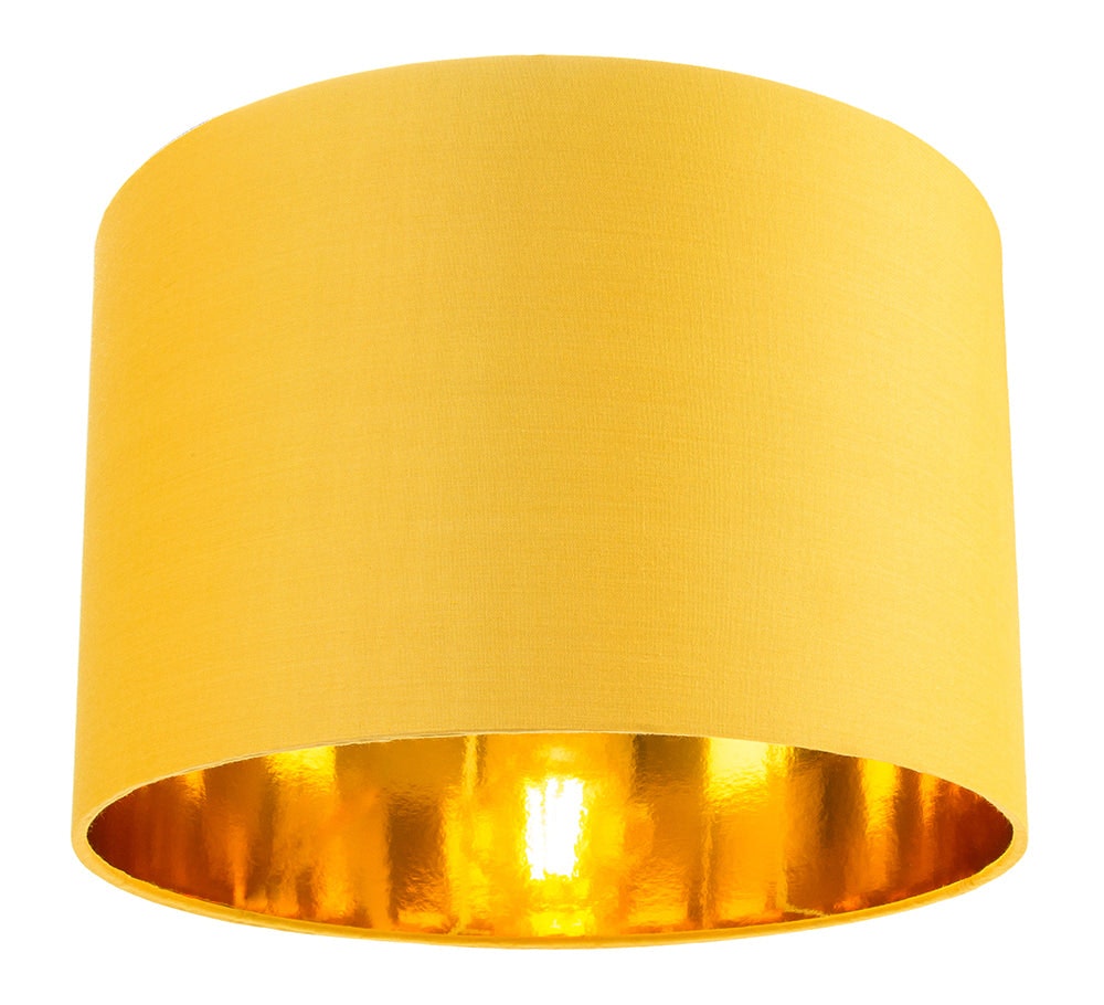 Rackhams Gold Contemporary Ochre Cotton 12" Table/Pendant Lamp Shade With Shiny Inner