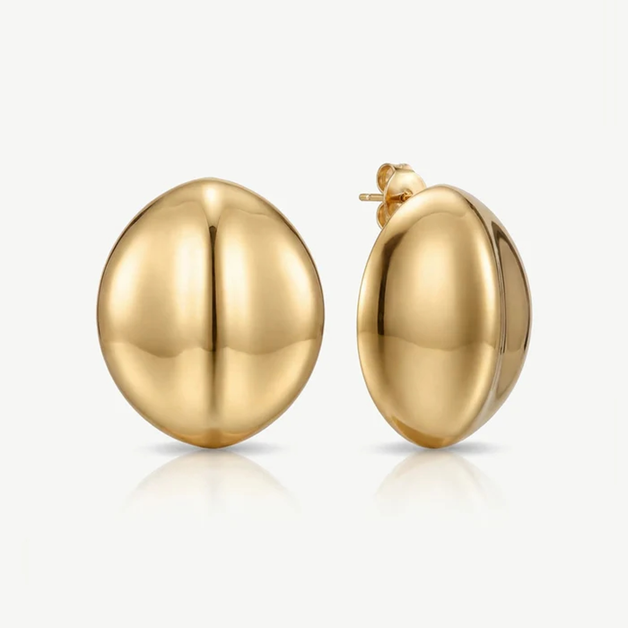 Muchv Gold Solid Oval Stud Earrings