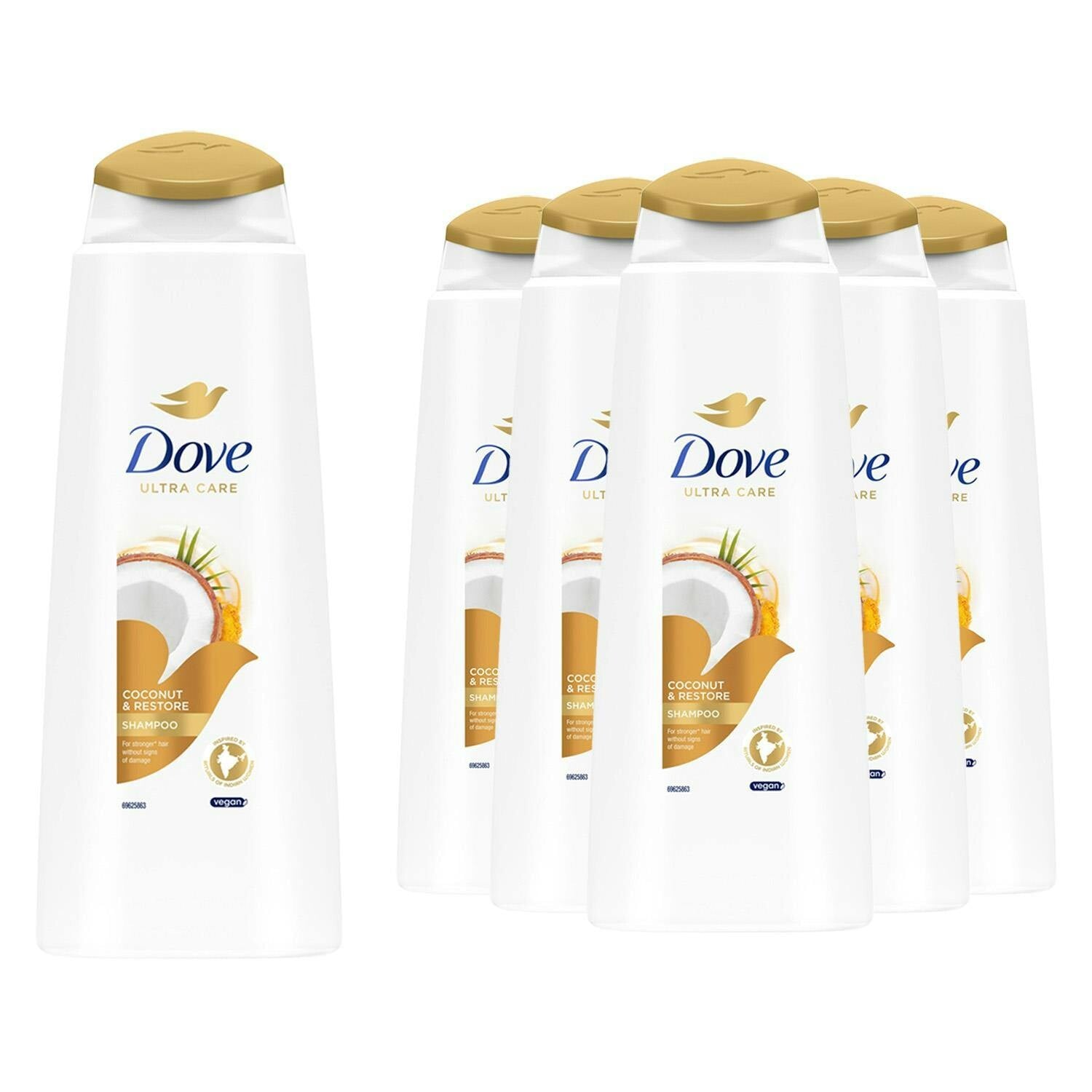 Dove Ultra Care Shampoo - Coconut & Restore 6x400 ml, Bio Restore Technology - Image 3