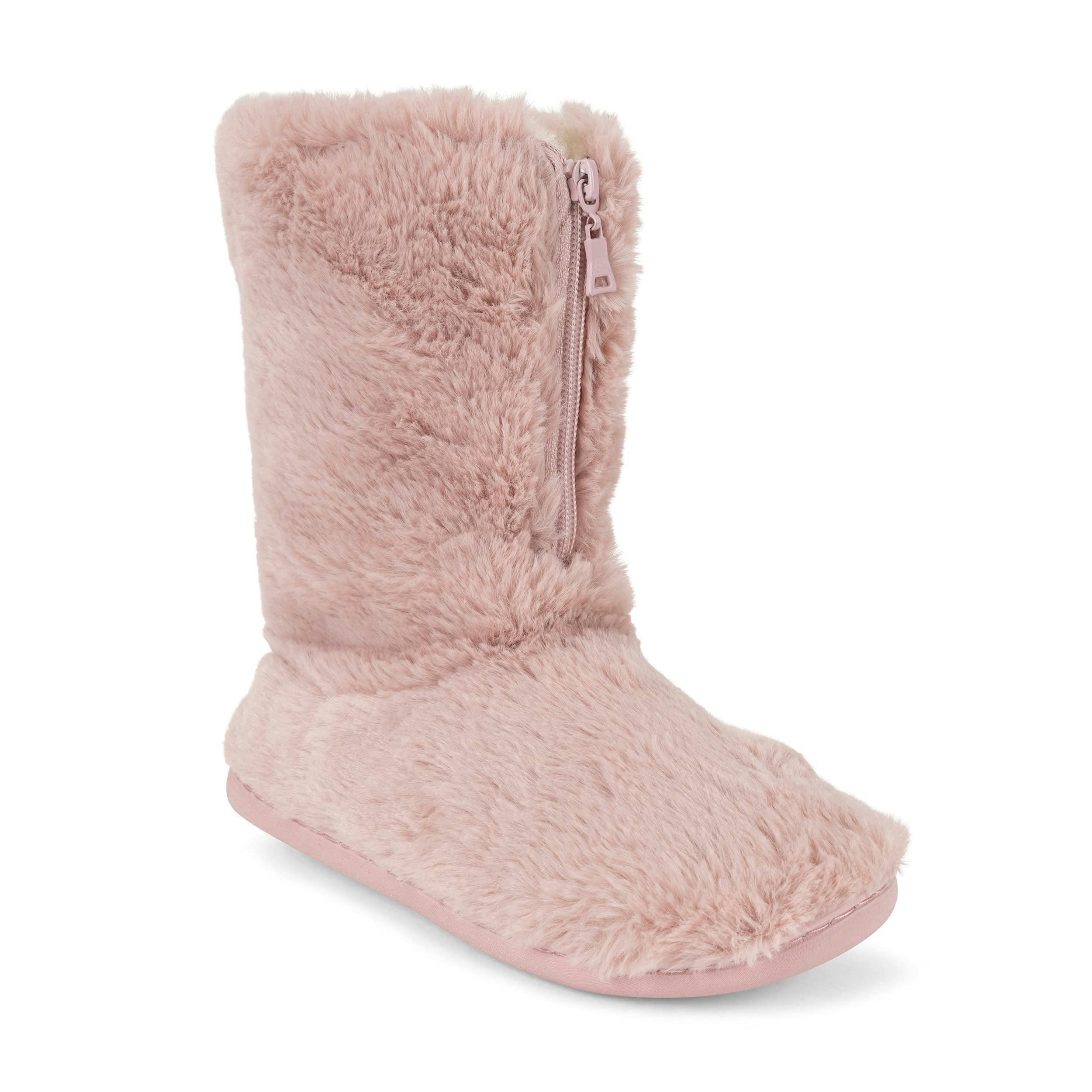 Viva Women's Gold Polar Memory Foam Zipper Faux Fur Cosy Boots - 8 - Rose
