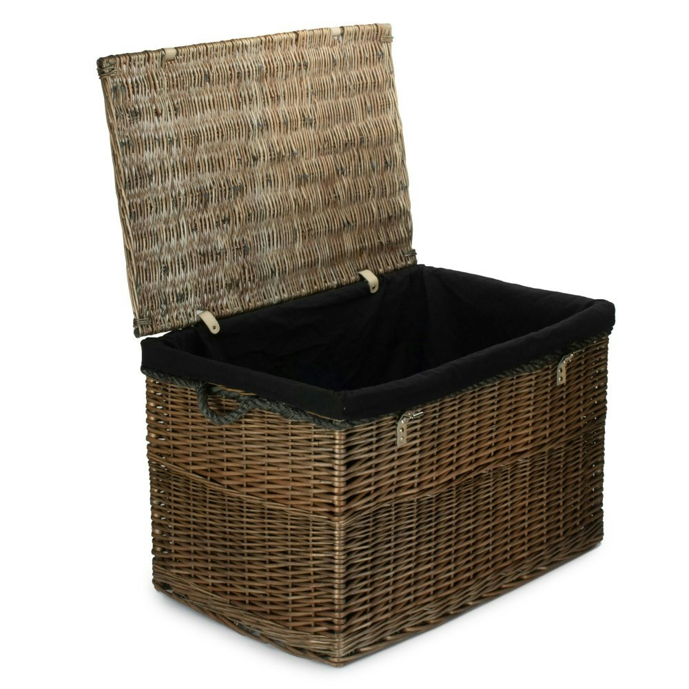 Rackhams Black Large Antique Wash Wicker Storage Basket