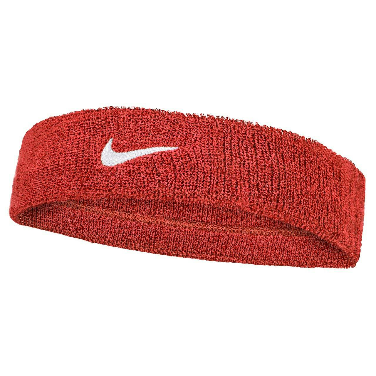 Nike Red/White Classic Swoosh Headband - One Size - 71% Cotton/19% Nylon/6% Rubber/4% Polyester