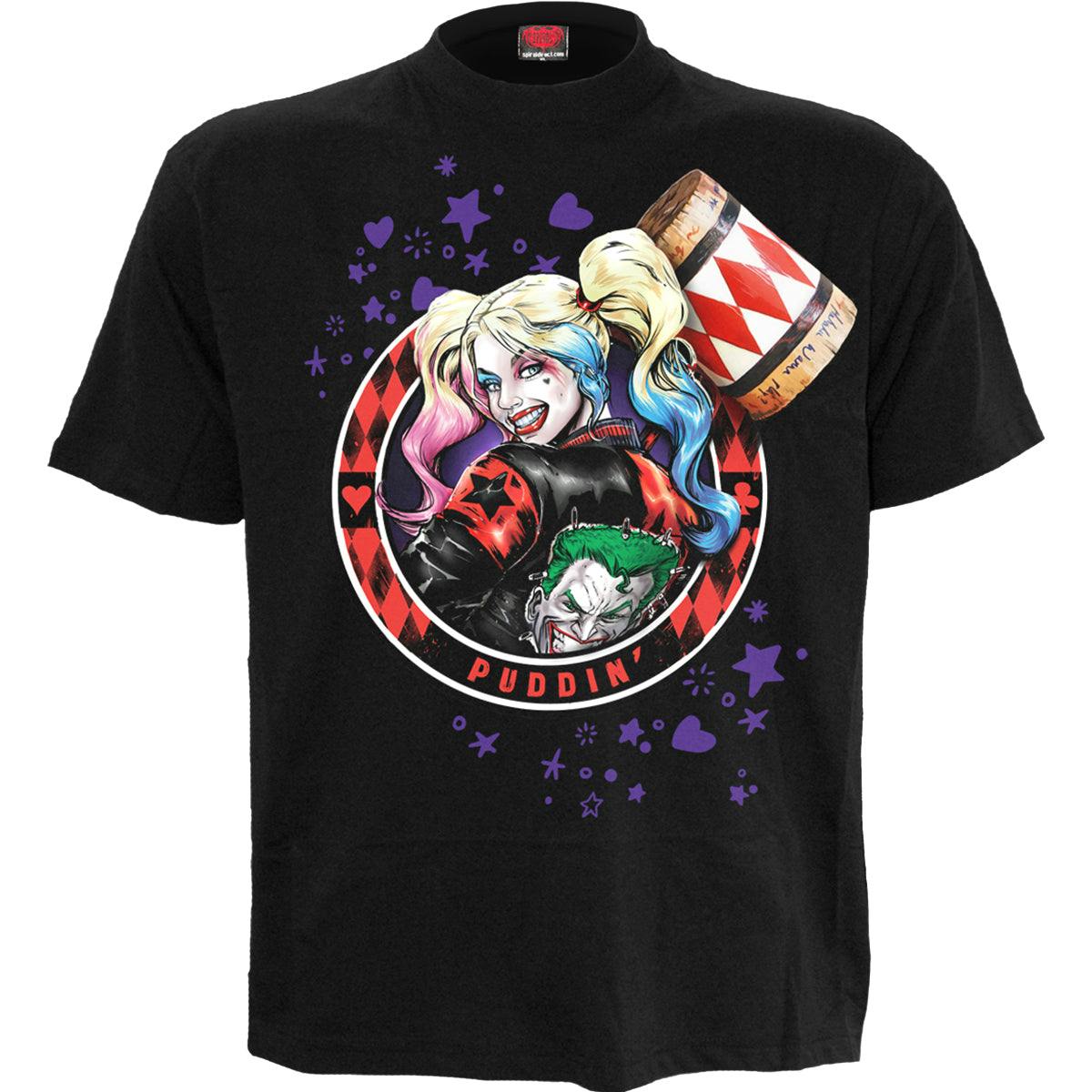 Spiral Direct Girls Black Harley Quinn - Puddin' - Front Print T-Shirt - Xl - Digital - Digital