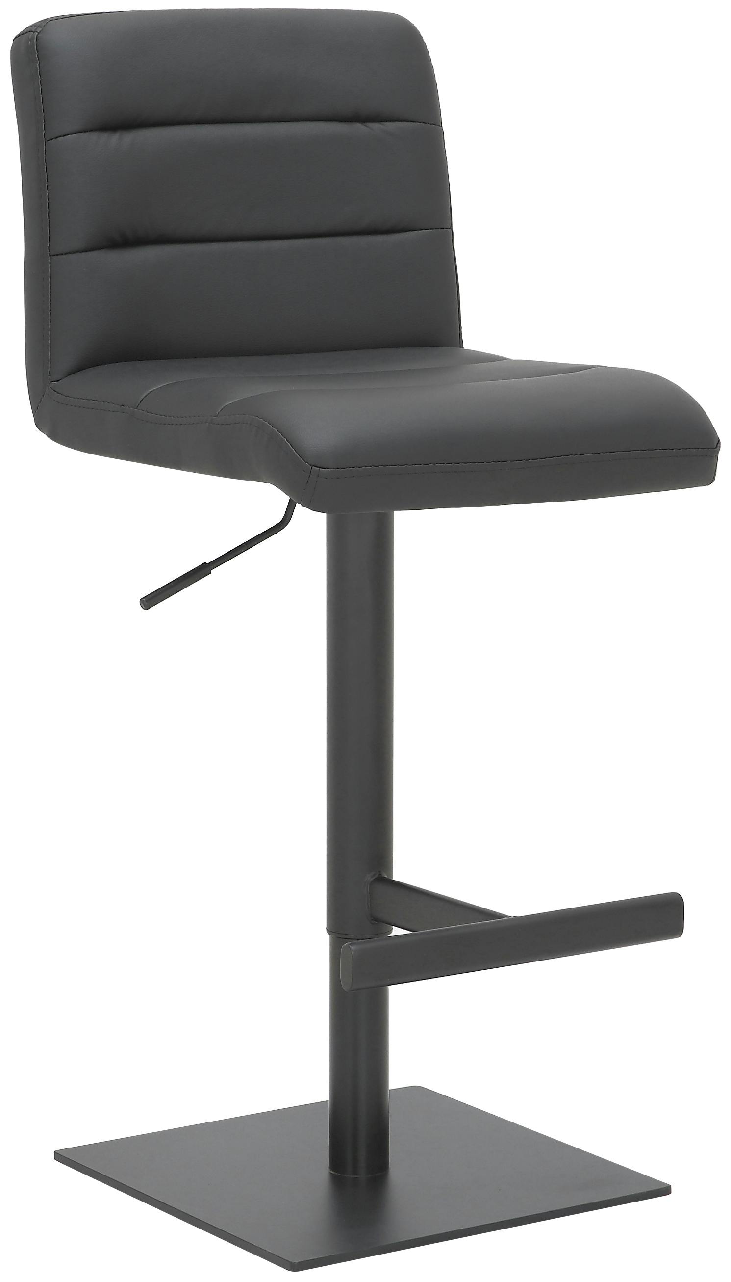 Lamboro Black Luscious Deluxe Kitchen Bar Stool, Matt Footrest & Base, Adjustable Swivel Gas Lift, Breakfast Bar & Home Barstool,