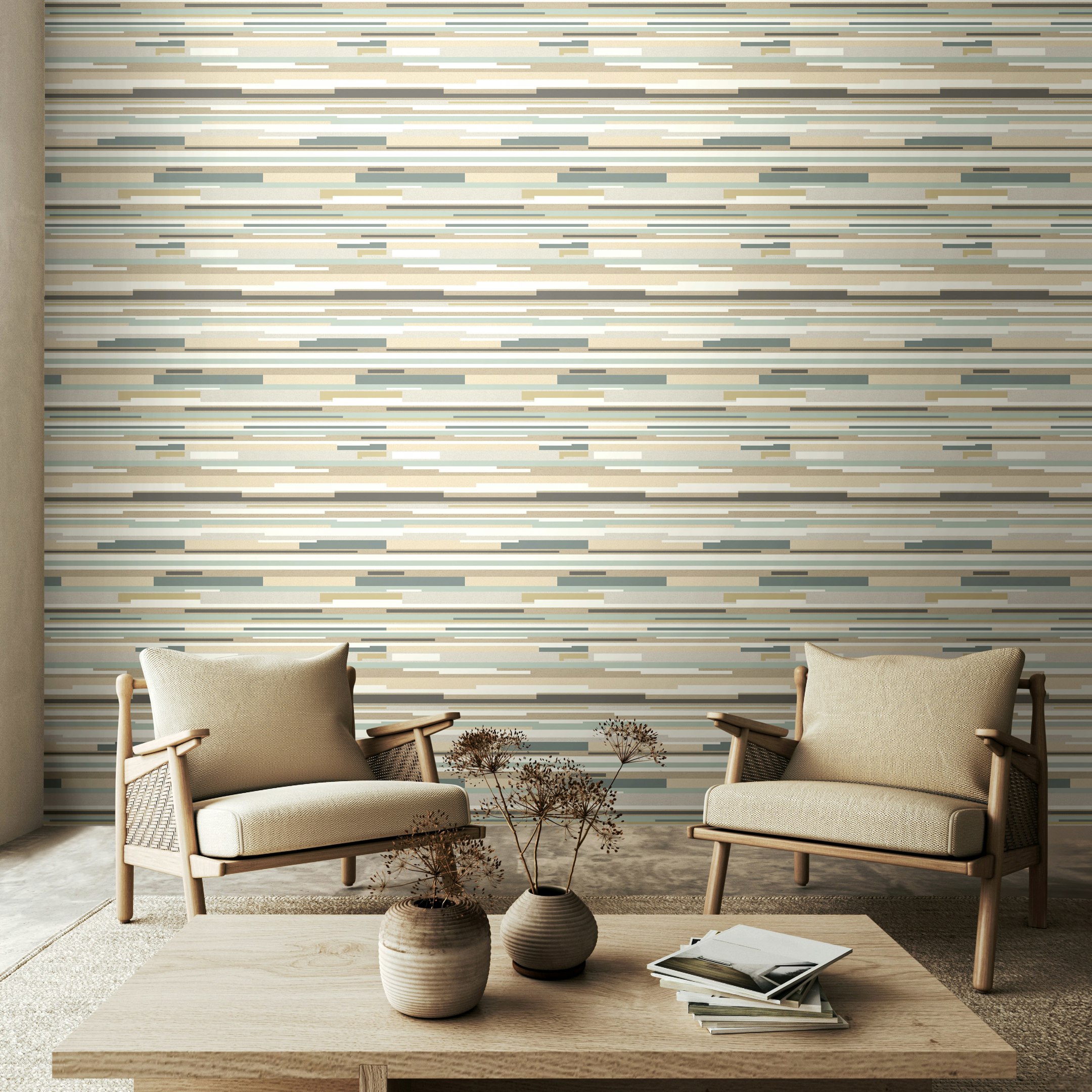 Photos - Wallpaper Rackhams Horizontal Stripe - Grey 10m  - Grey