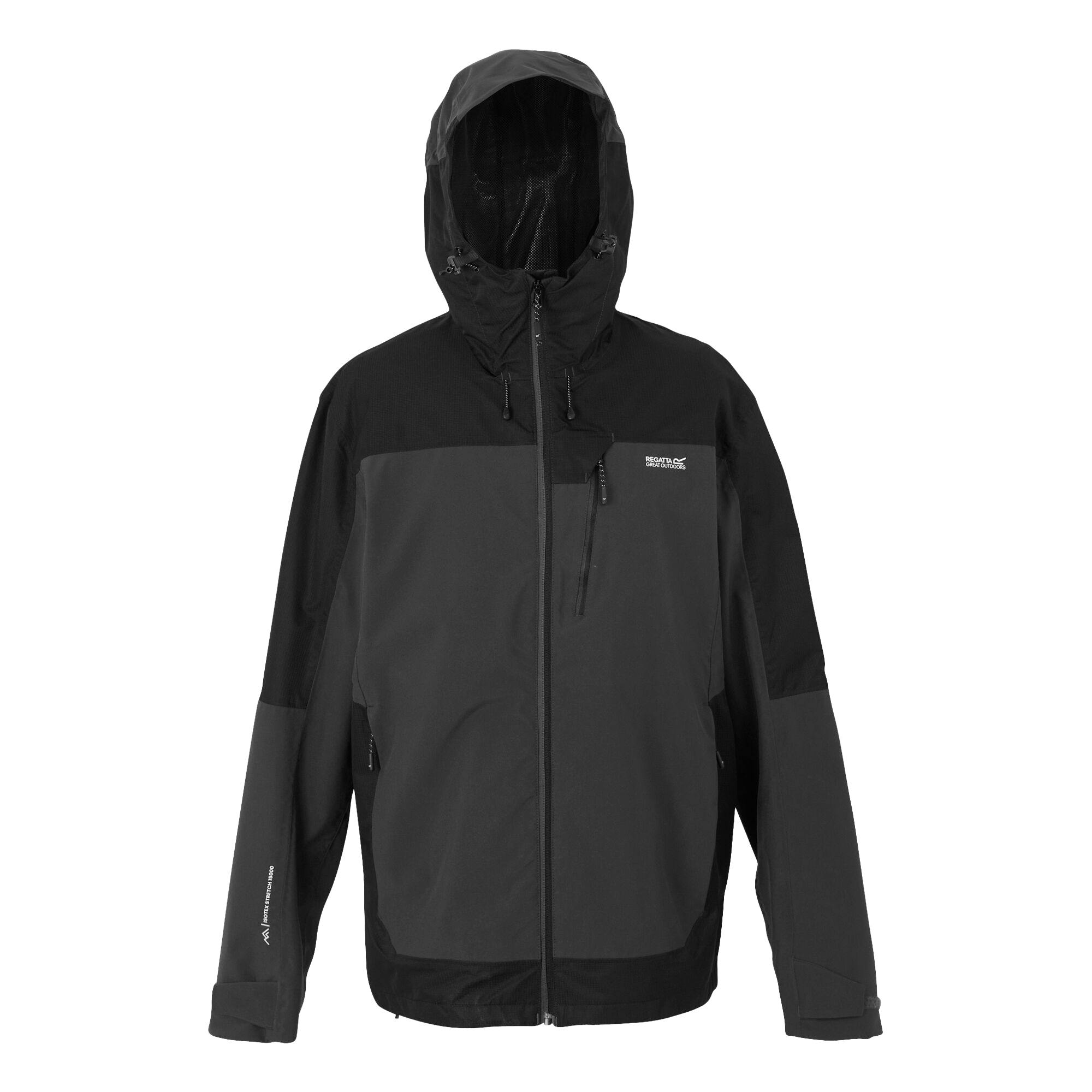 Regatta Men's Black Highton Iv Stretch Waterproof Jacket - Ash/ - Ash/ - 3XL - 100% Recycled Polyester