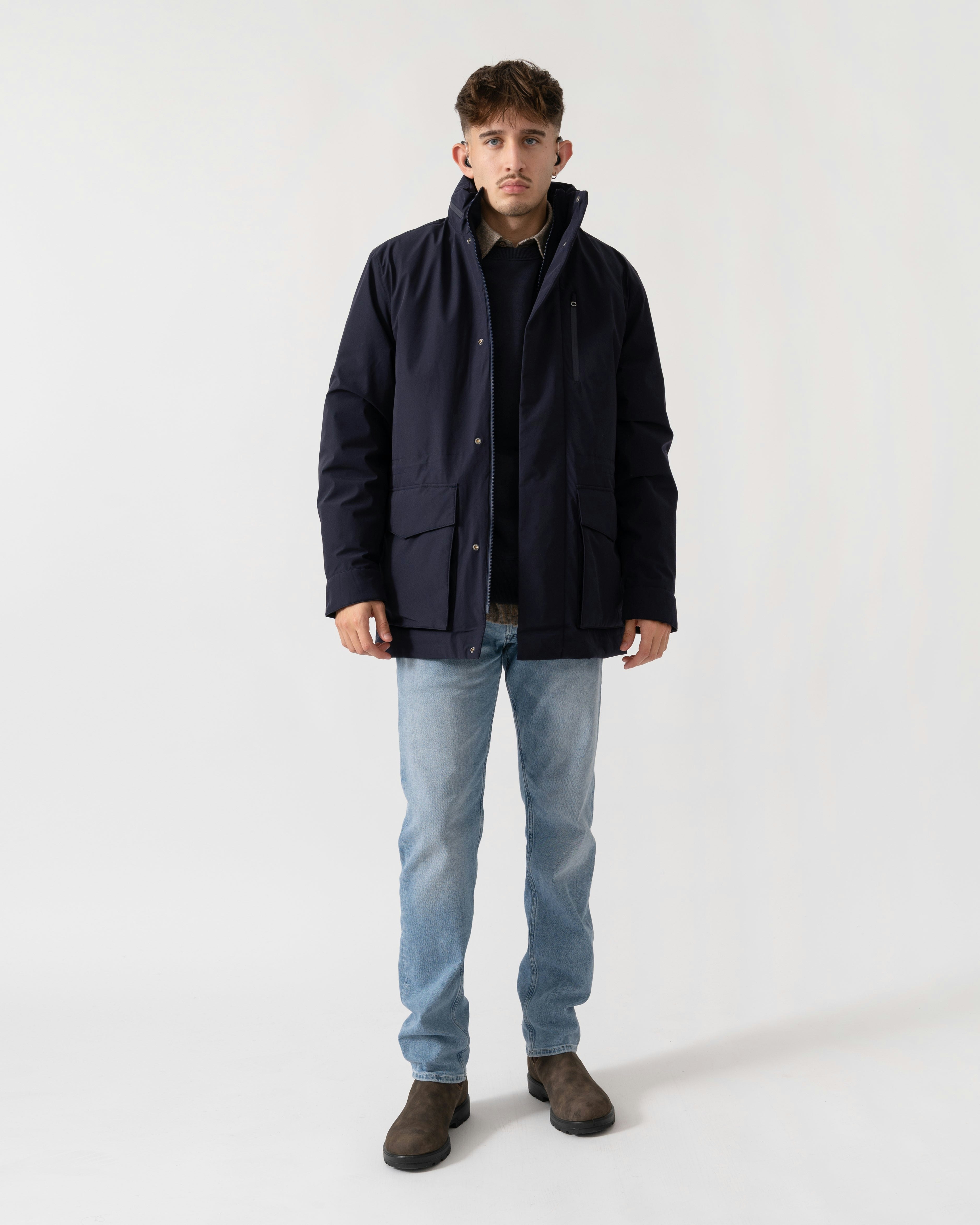 Gant Men's Blue Double Mid Length Jacket - 433 Evening - 433 Evening - L