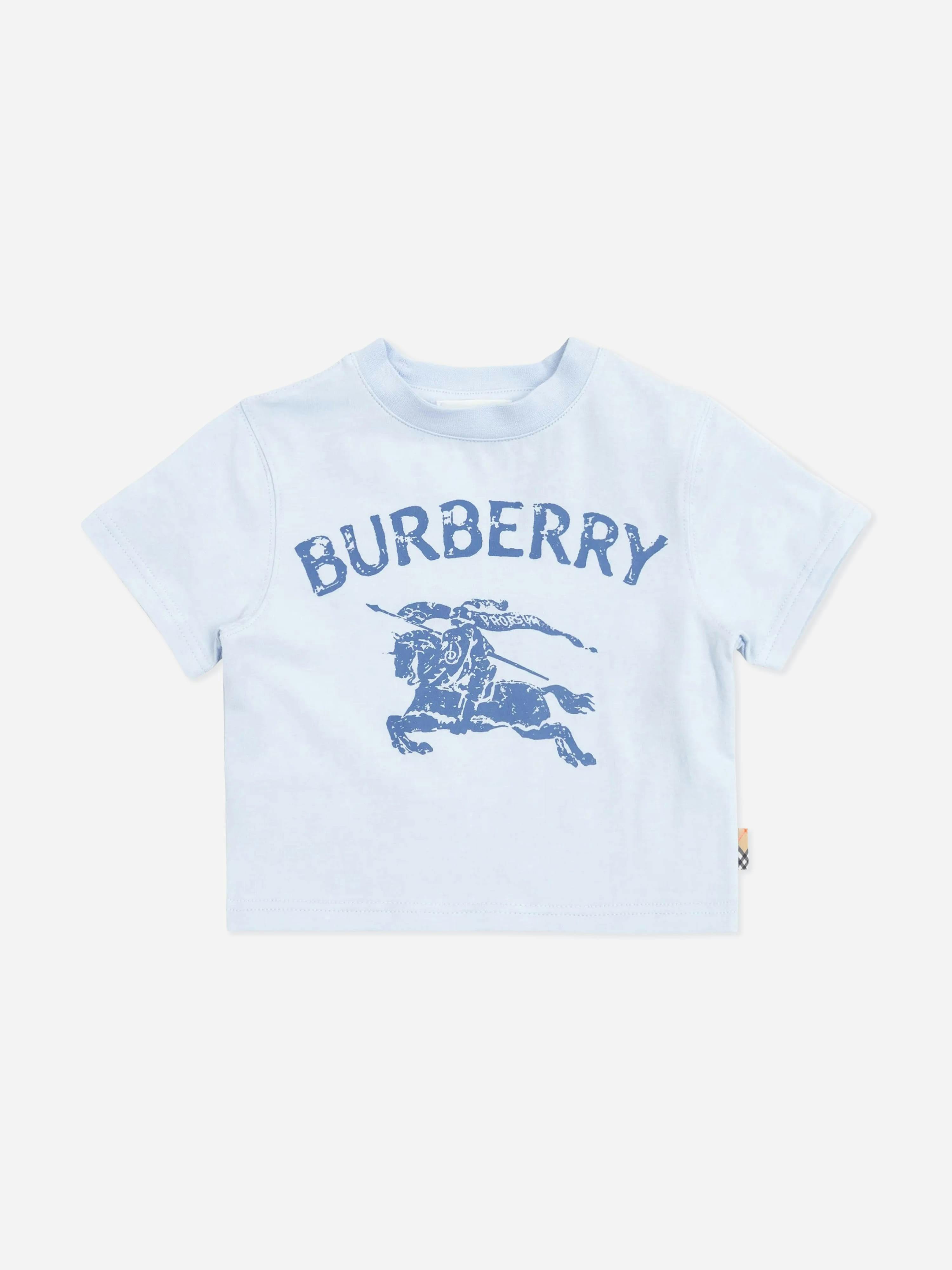 Burberry Kids Boys Blue Burberry Baby Mini Cedar Stamp Ekd T-Shirt In - 3 Yrs