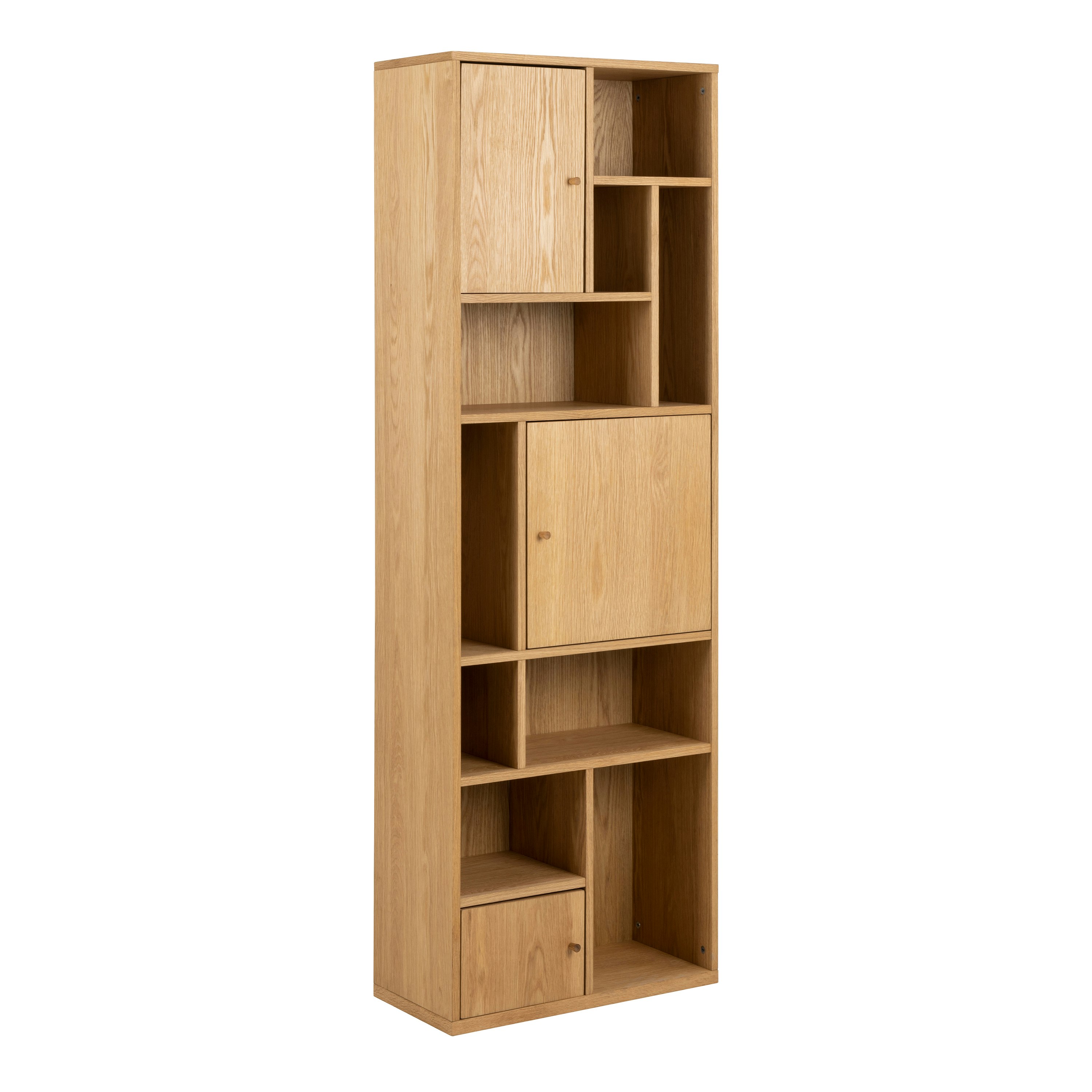 Furniture To Go Rangoon 3 Door Bookcase In Oak - 1 - Oak - Wood