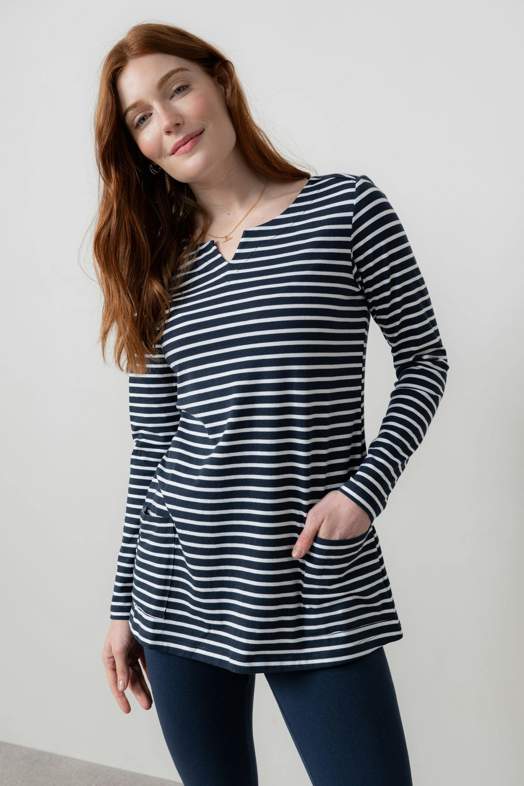 Lily & Me Maple Striped Jersey Tunic Navy - 10 - Navy