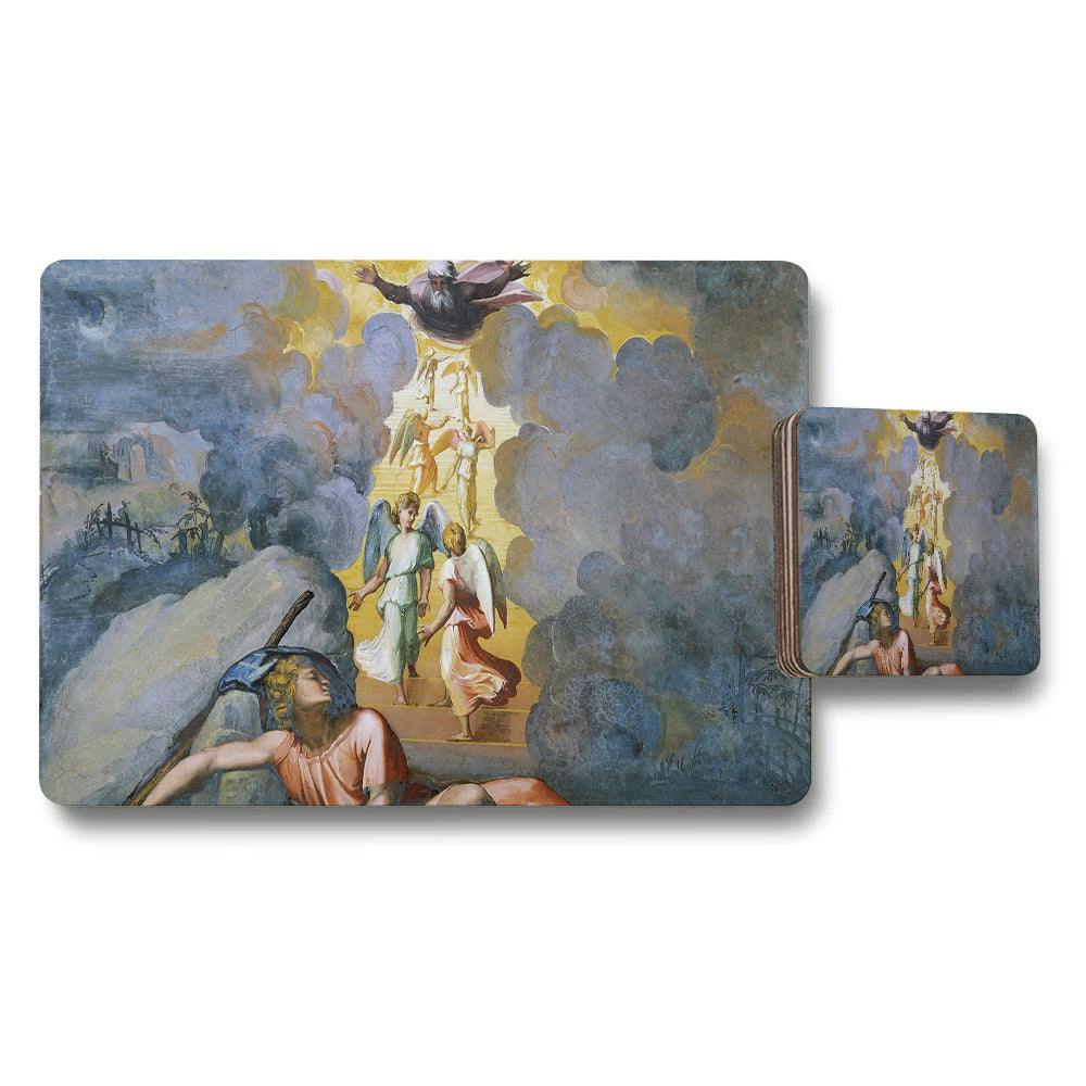Benjamin Tate Design Placemat And Coaster Set With Classical Religious Art Print