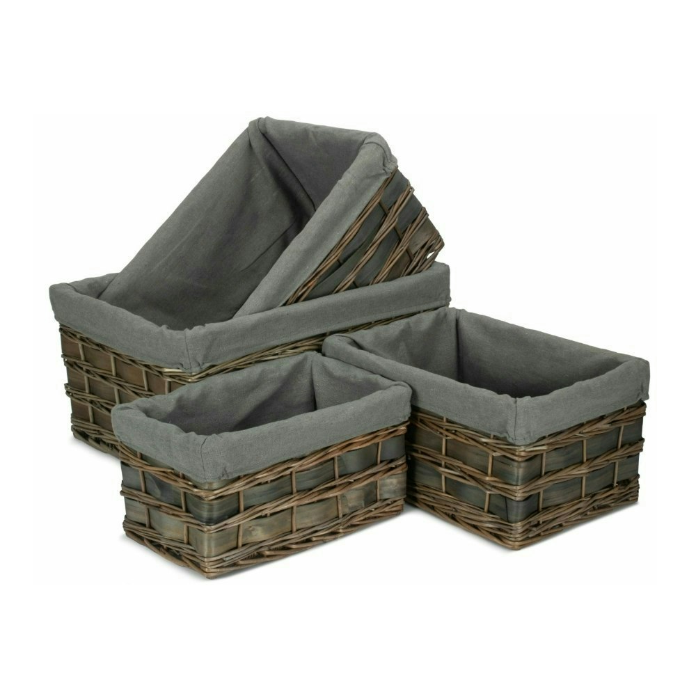 Rackhams Grey Scandi Storage Basket With Lining - Set Of 4