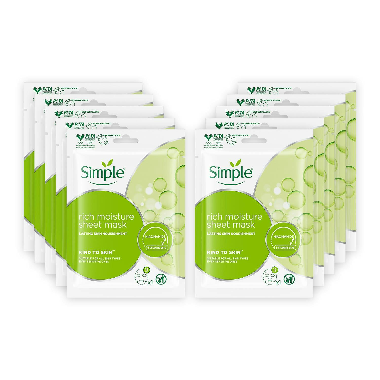 Simple Kind to Skin Rich Moisture Sheet Mask 1x 21 ml, 10 Pack Hydrating Skin - Image 4