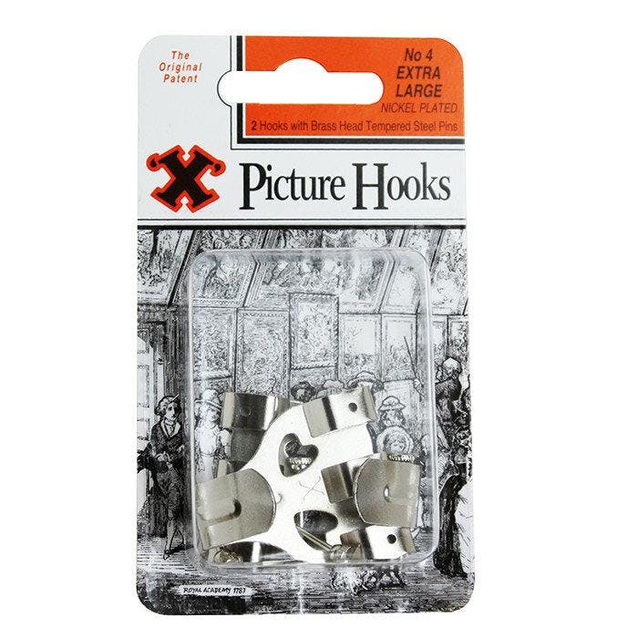 X Picture Hooks No 4 Nickel Plated Blister 2Pk - One Colour - One Size - One Colour