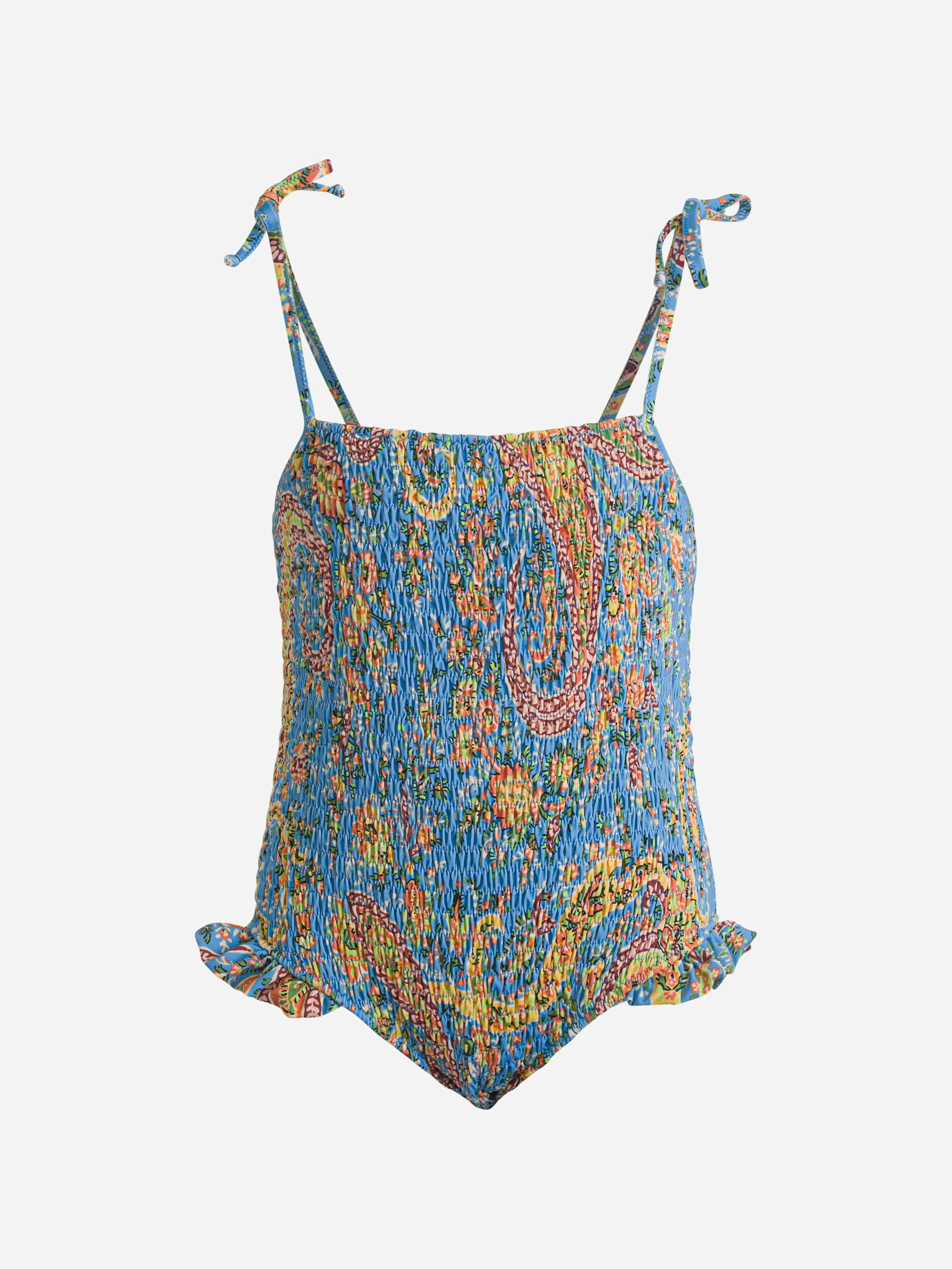Etro Girls Blue Floral Paisley Swimsuit In - Multicoloured - 14 Yrs