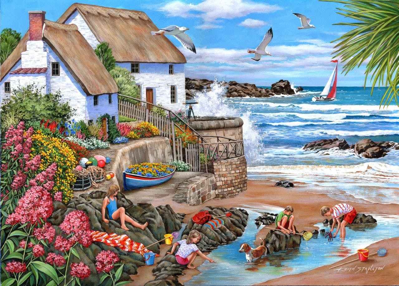 The House Of Puzzles Seaspray Cottages - 1000 Piece Jigsaw Puzzle